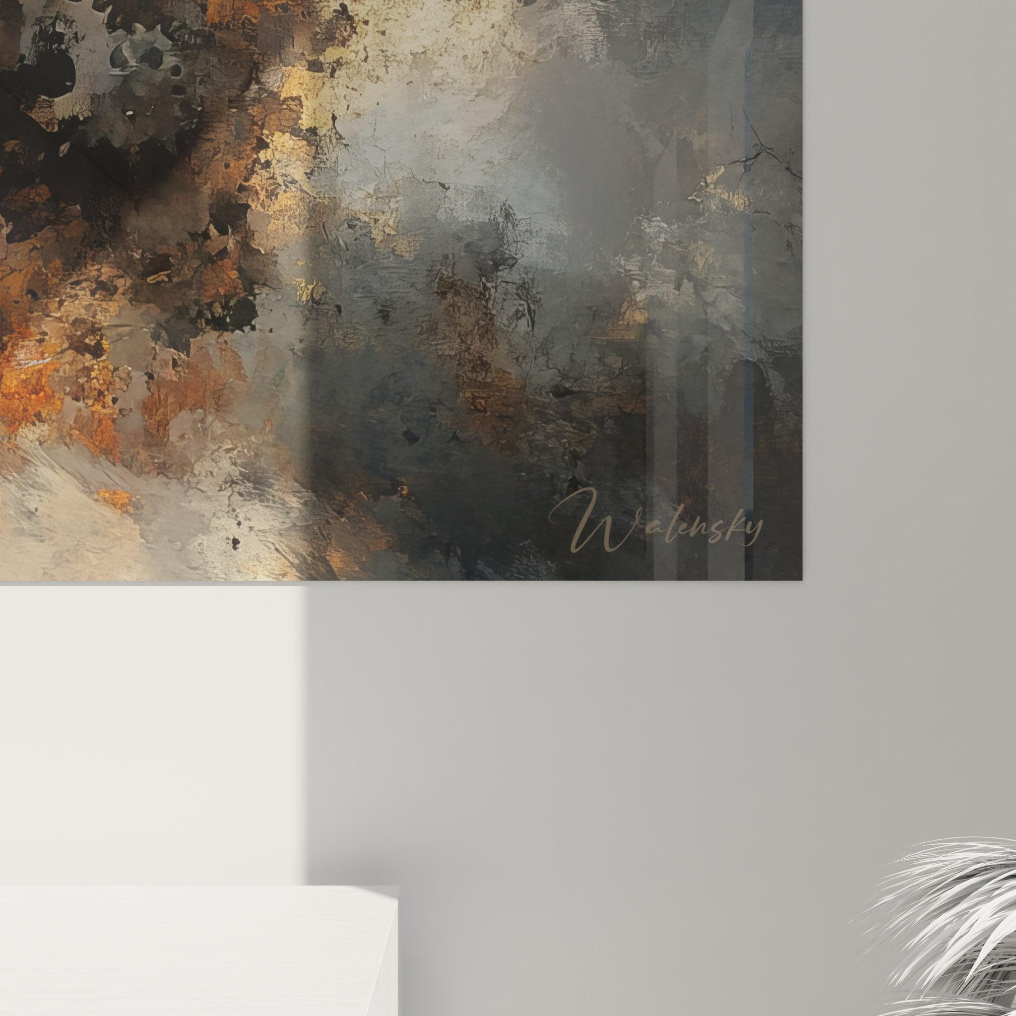 Vue d'ensemble tableau art industriel mécanismes rouillés dans intérieur moderne style steampunk