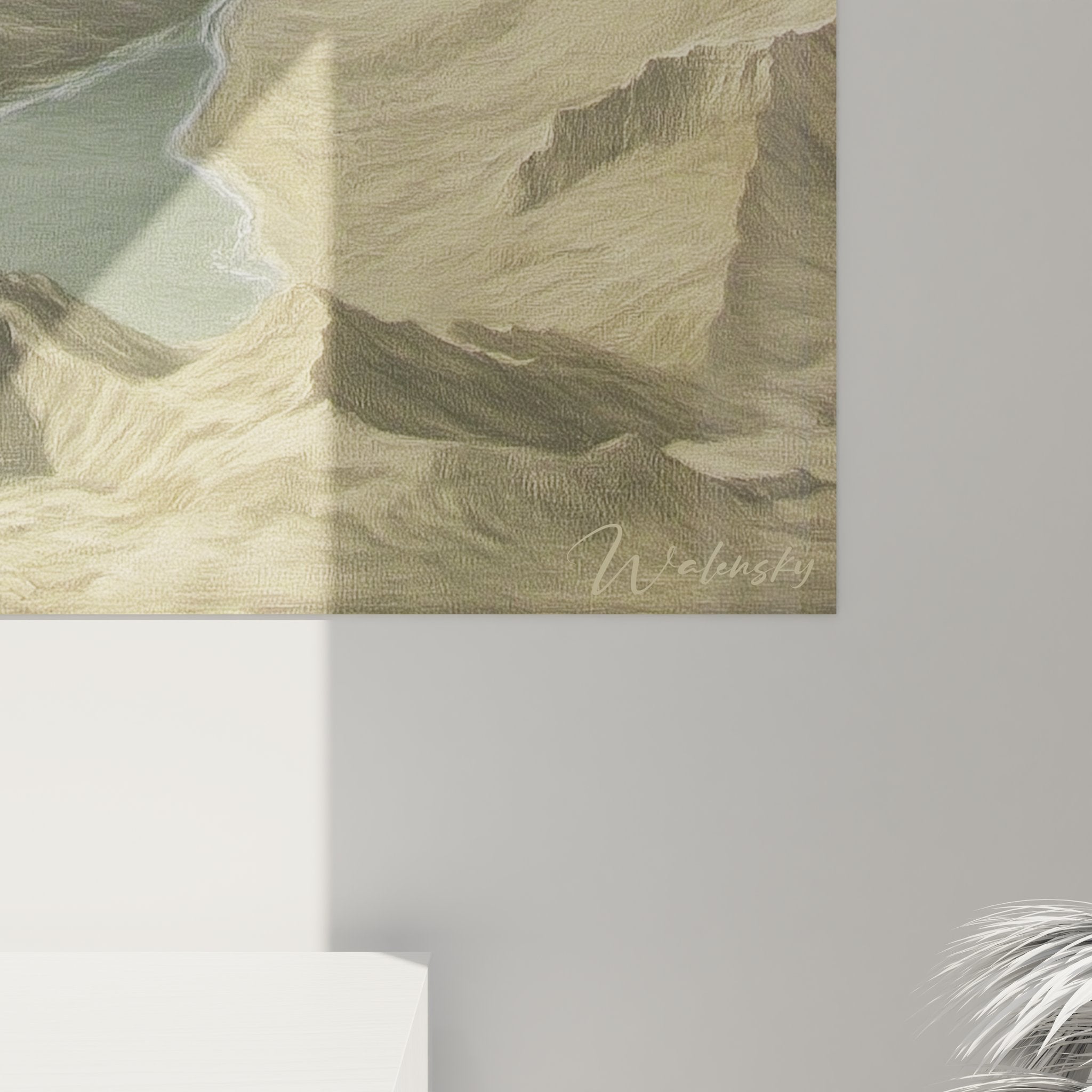 Vue ensemble tableau art montagnard vallée glaciaire décoration murale paysage nature