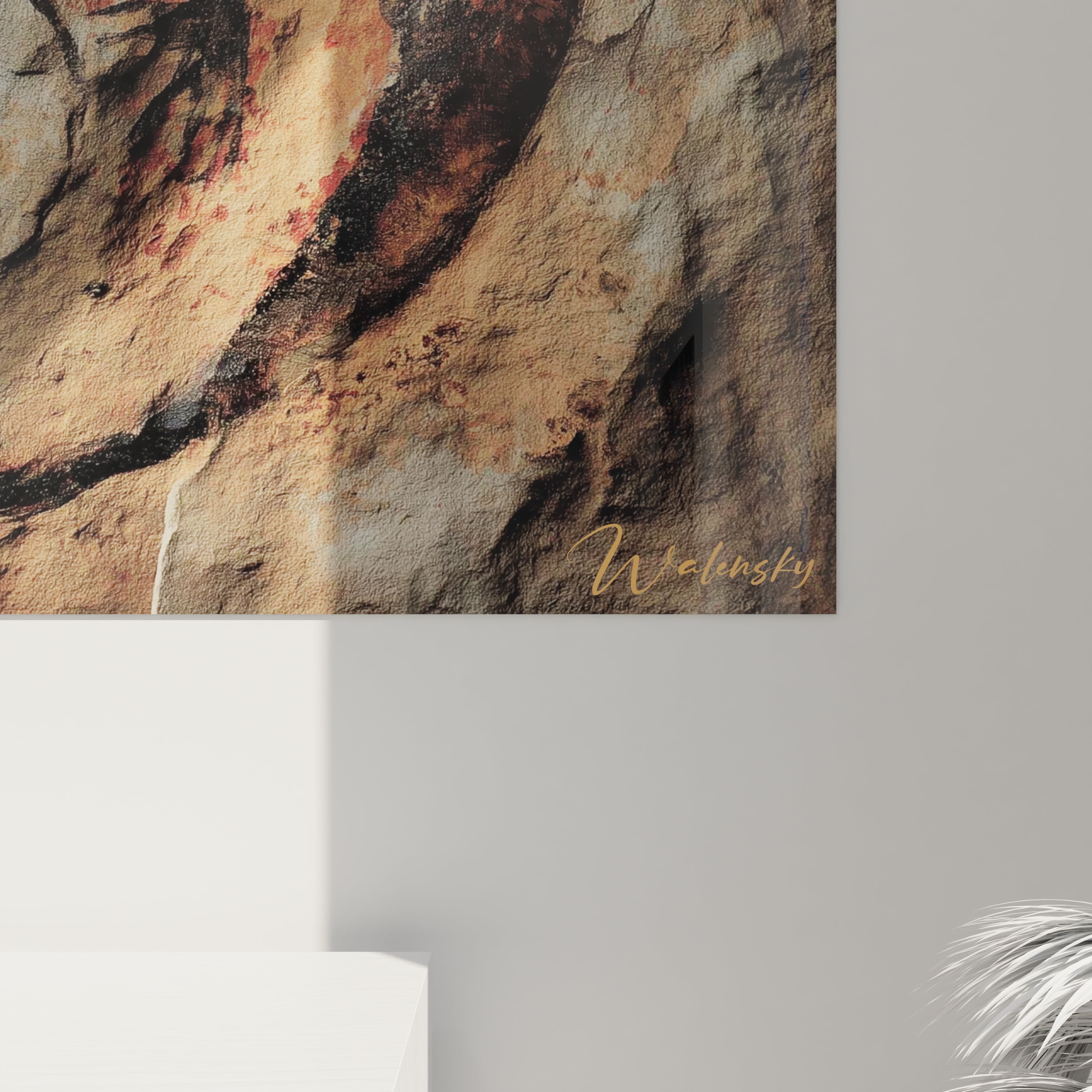 Vue ensemble tableau mural art pariétal créature préhistorique éclipse décoration murale