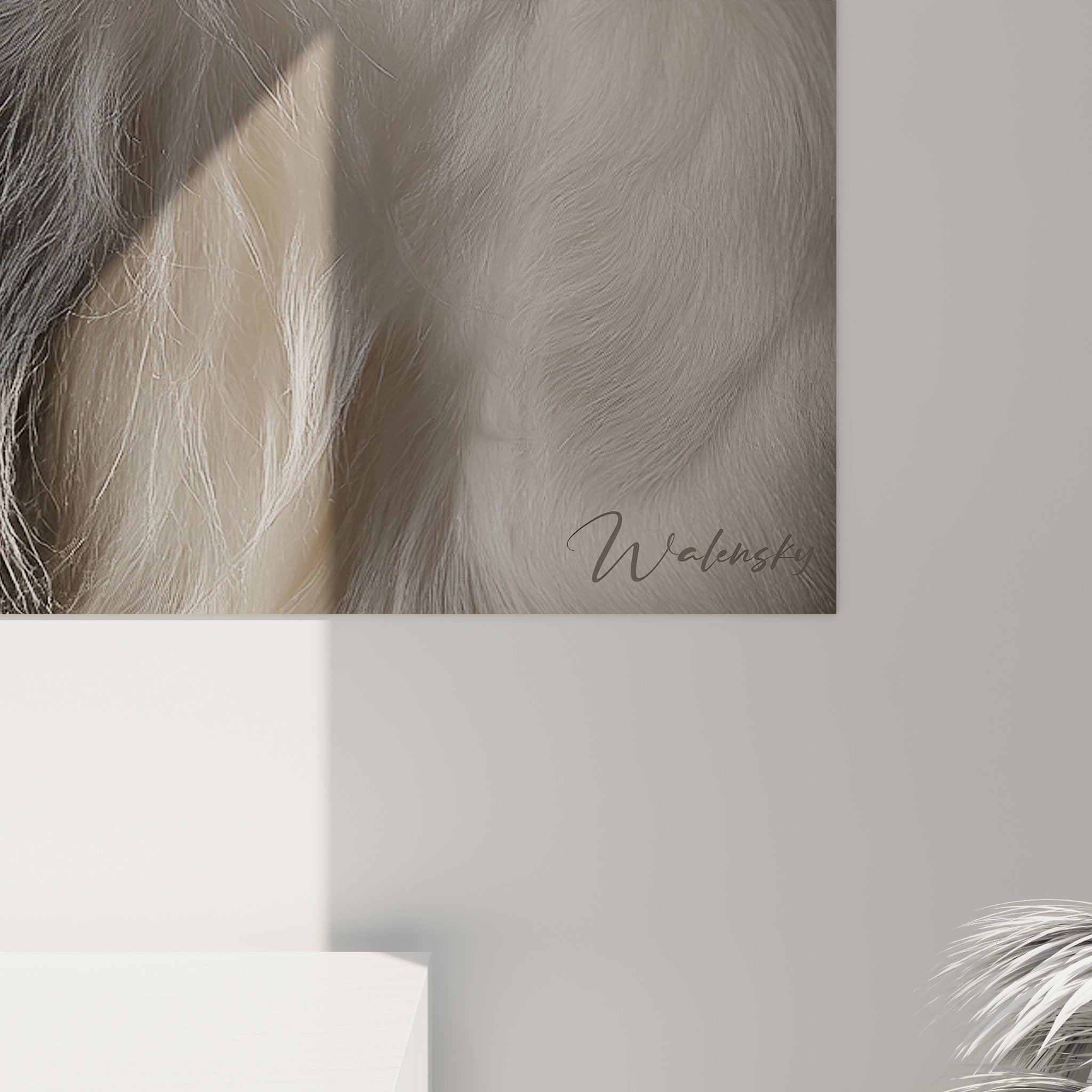 Vue d'ensemble tableau Barzoi blanc encadré, œuvre murale portrait chien noble décoration