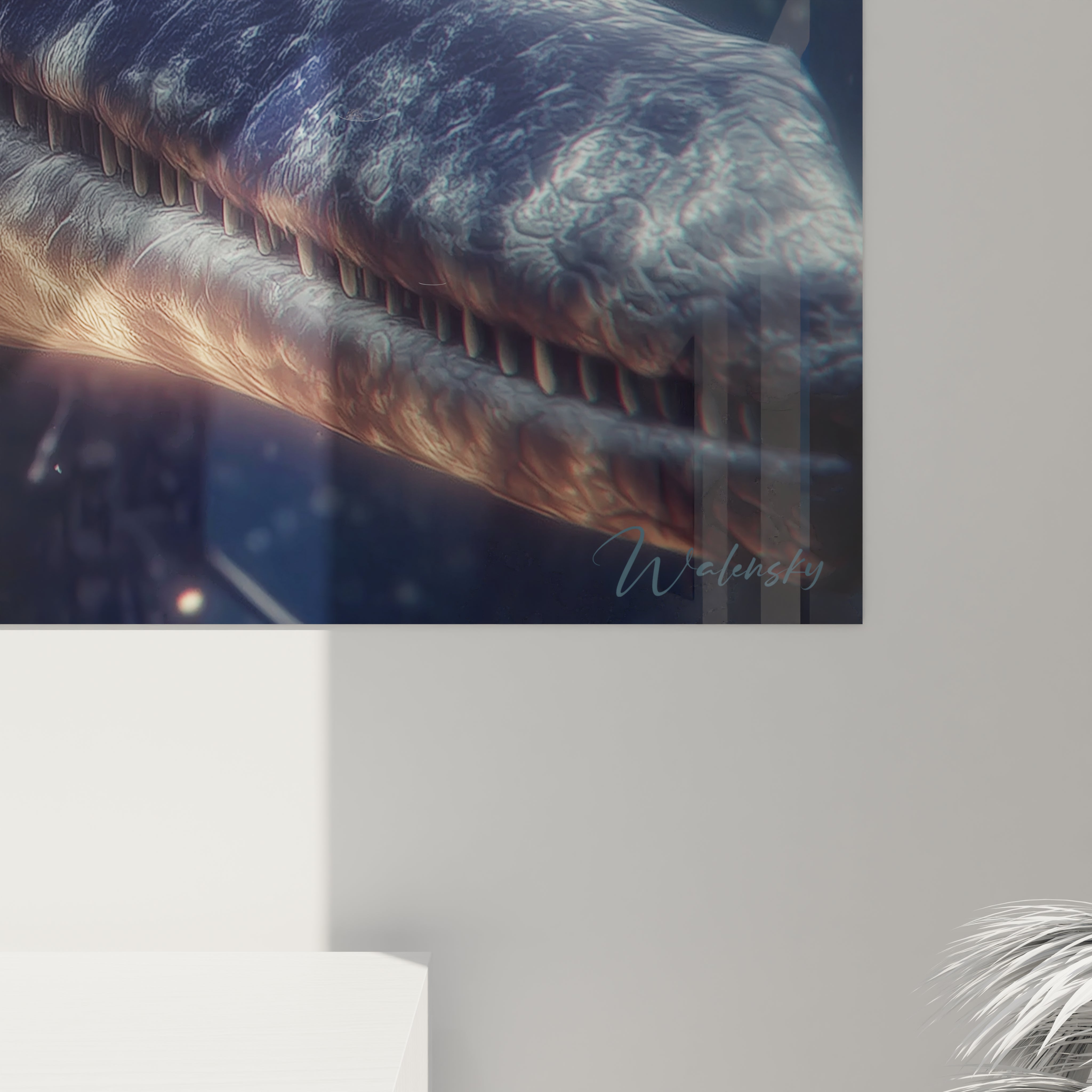 Vue d'ensemble tableau mural Basilosaurus - Œuvre paléontologique complète - Art décoratif mammifère marin antique