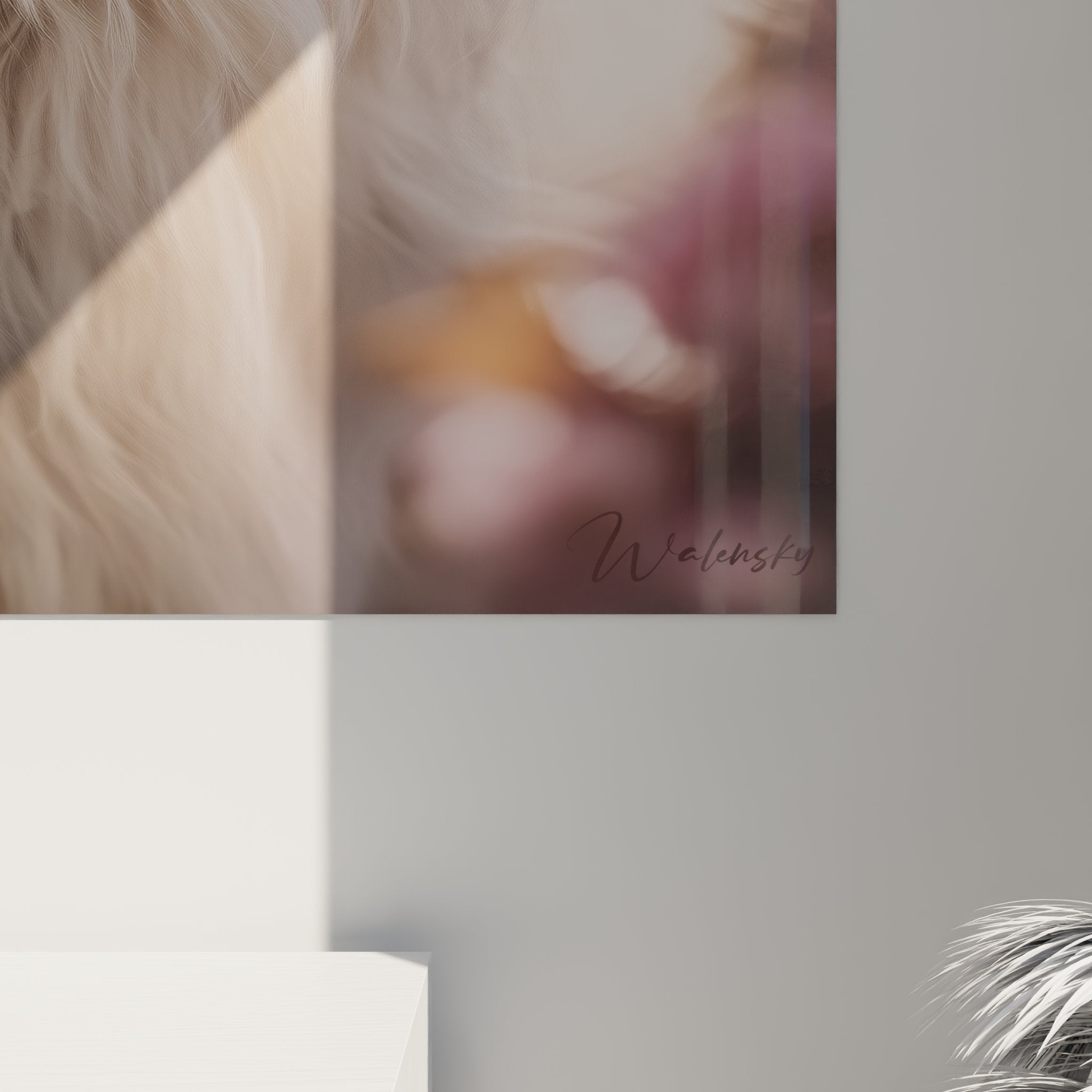 Übersicht Wandbild Australian Shepherd Kirschblüten, Hochformat, elegante Innenraumdekoration