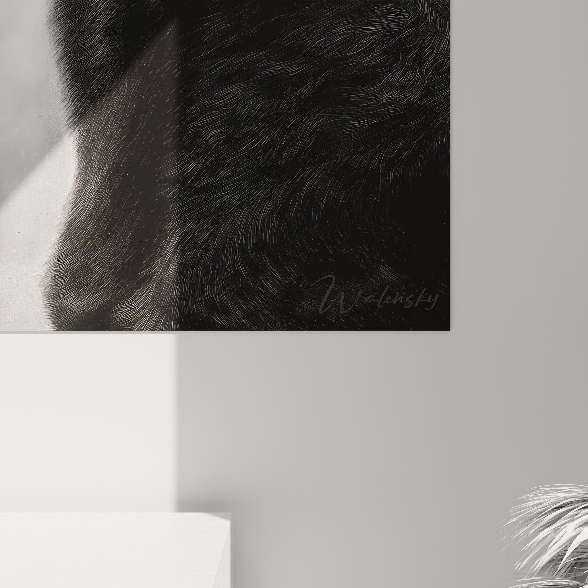 Vue d'ensemble du tableau Berger Hollandais dans intérieur contemporain, art mural sophistiqué