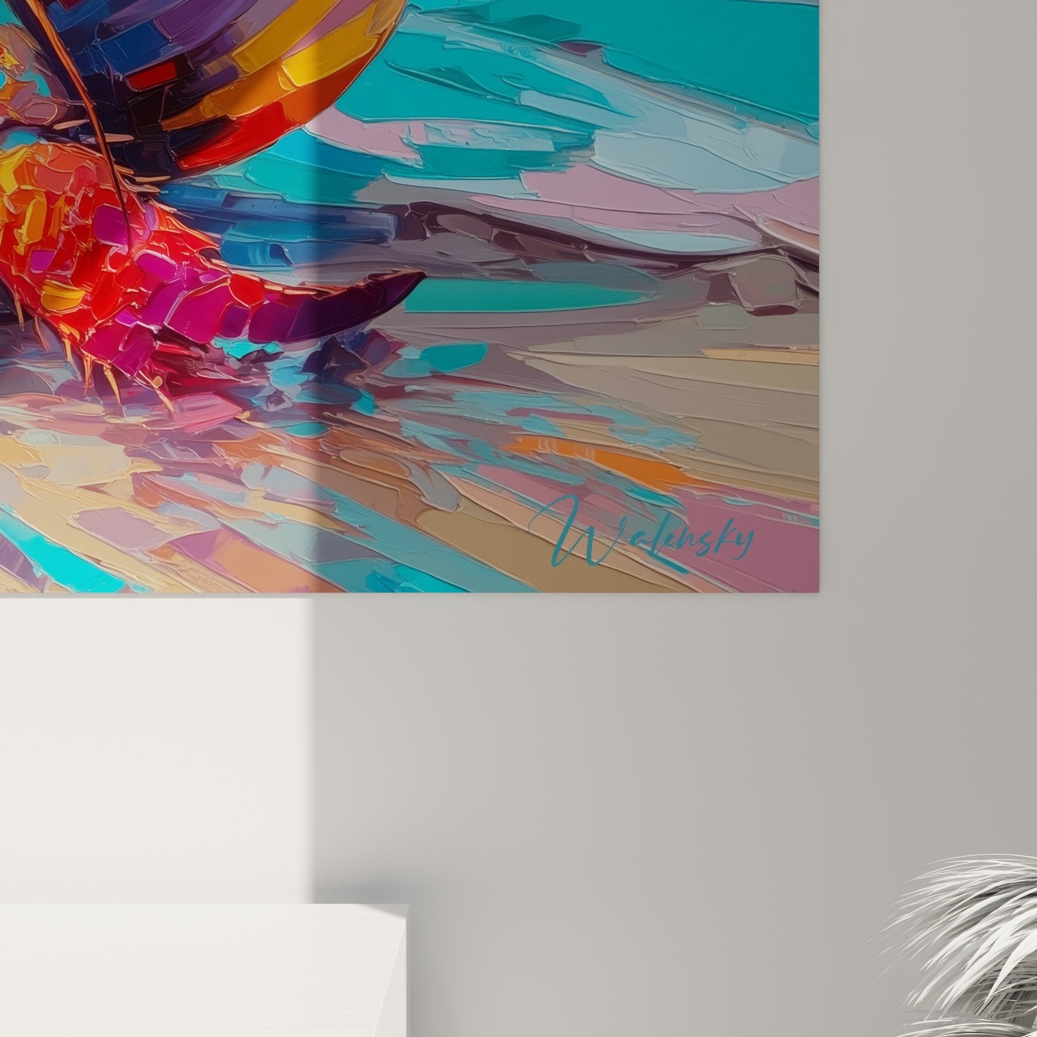 Übersicht Kunstwerk Bernard-l'hermite Strand Sonnenuntergang farbenfrohe künstlerische Komposition