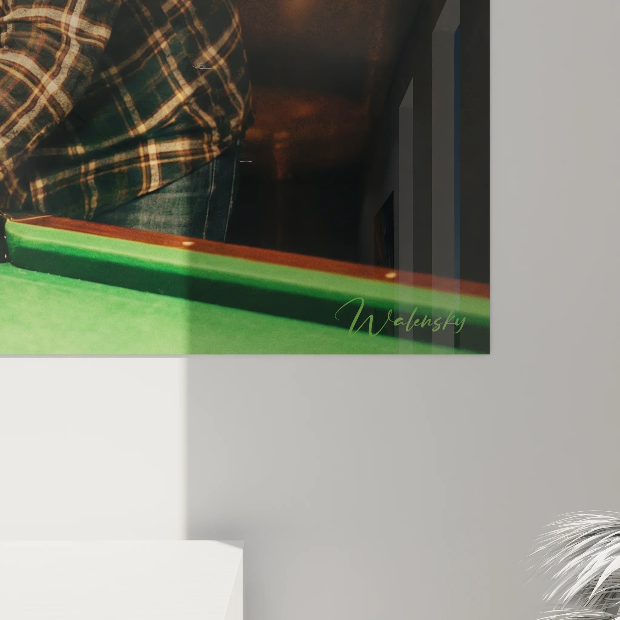 Vue ensemble tableau billard père fils pub traditionnel décoration murale authentique