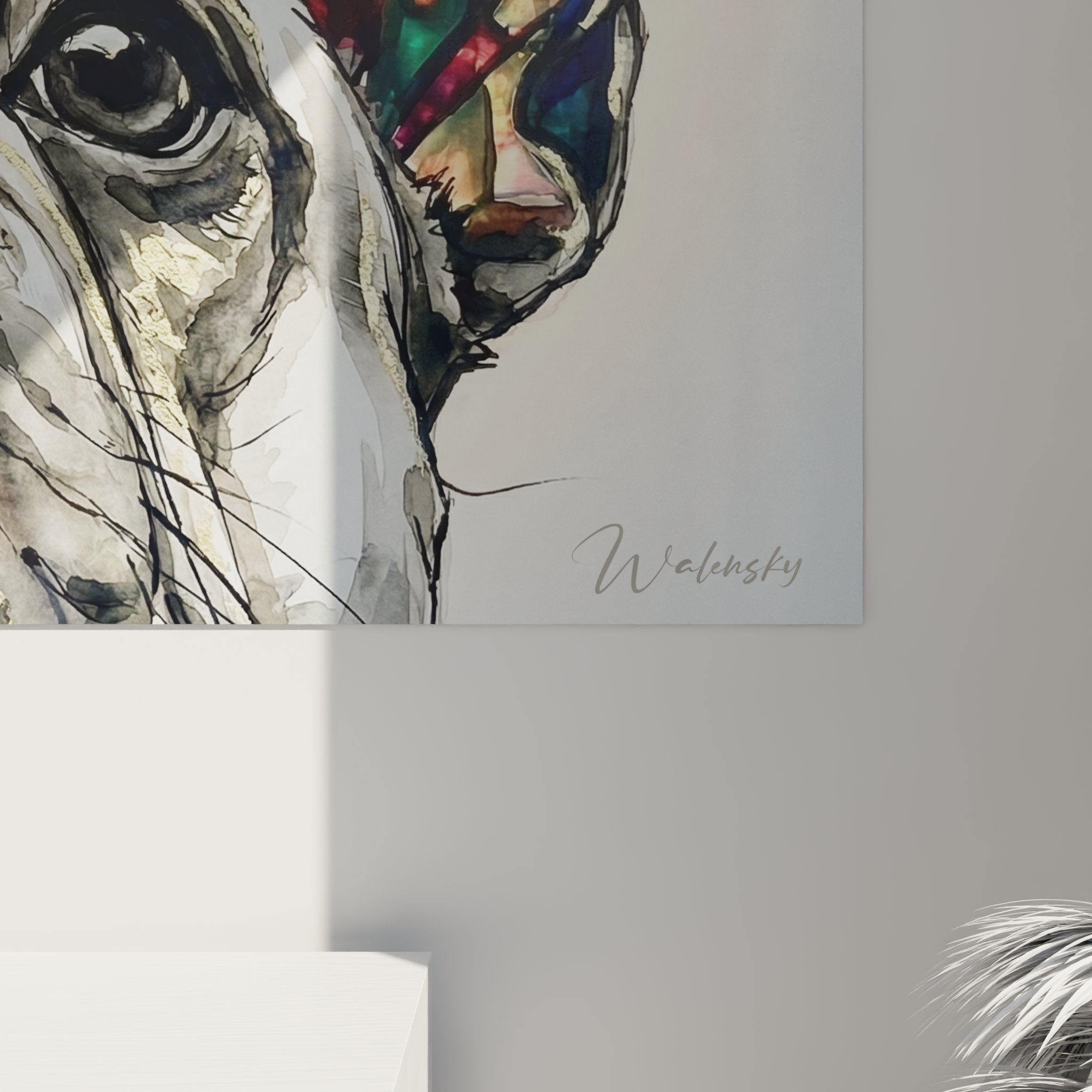 Overview wall art painting French bulldog contemporary art stained glass ears