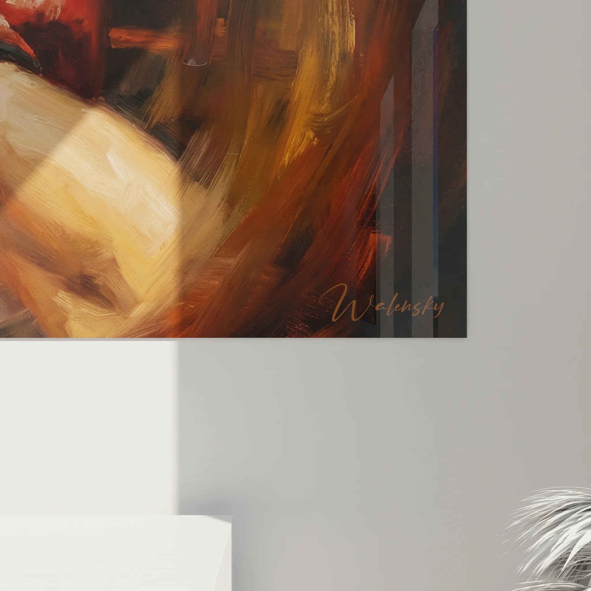 Vue ensemble tableau boxeur mural, décoration moderne art sport combat premium