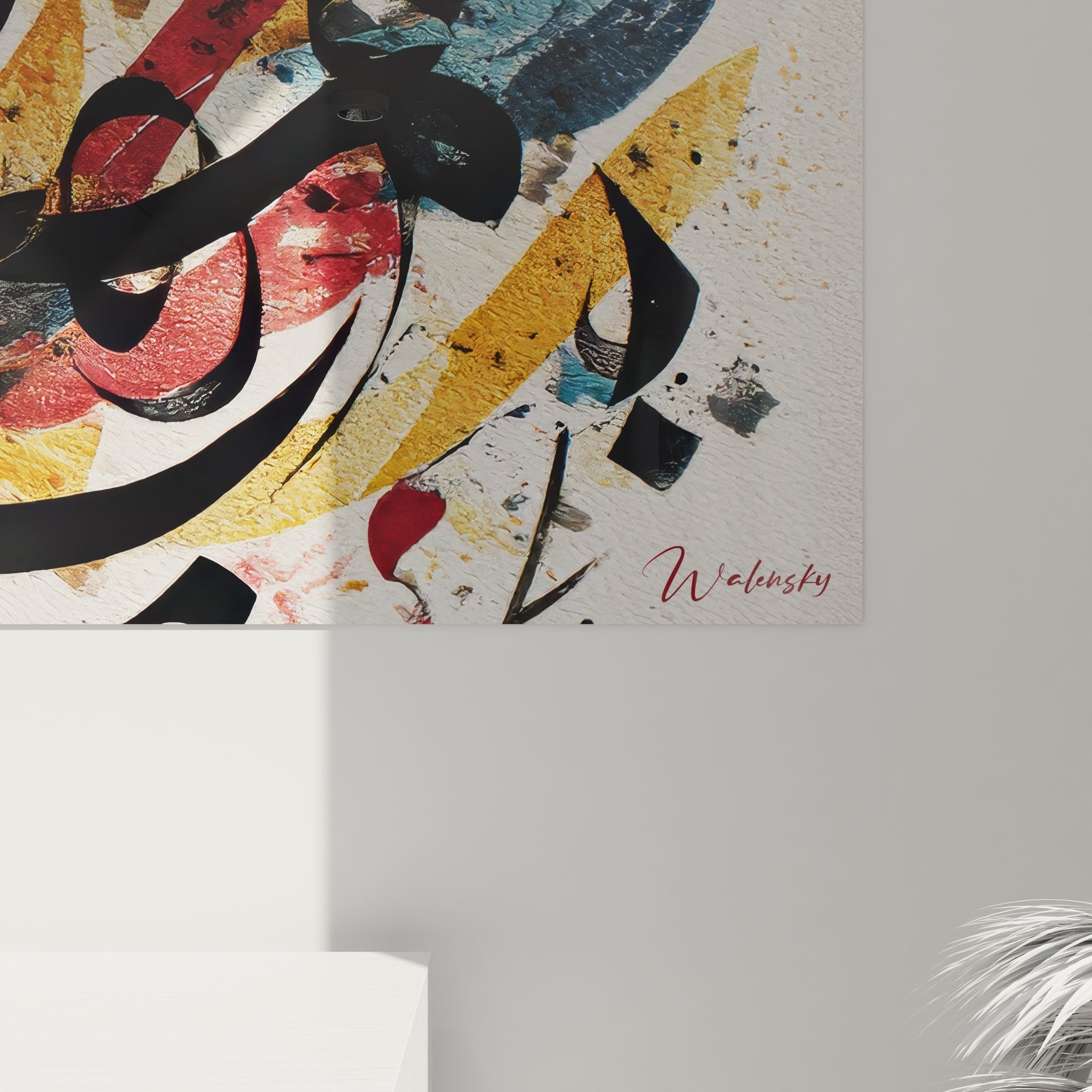 Vue ensemble tableau calligraphie orientale abstraite format panoramique mural