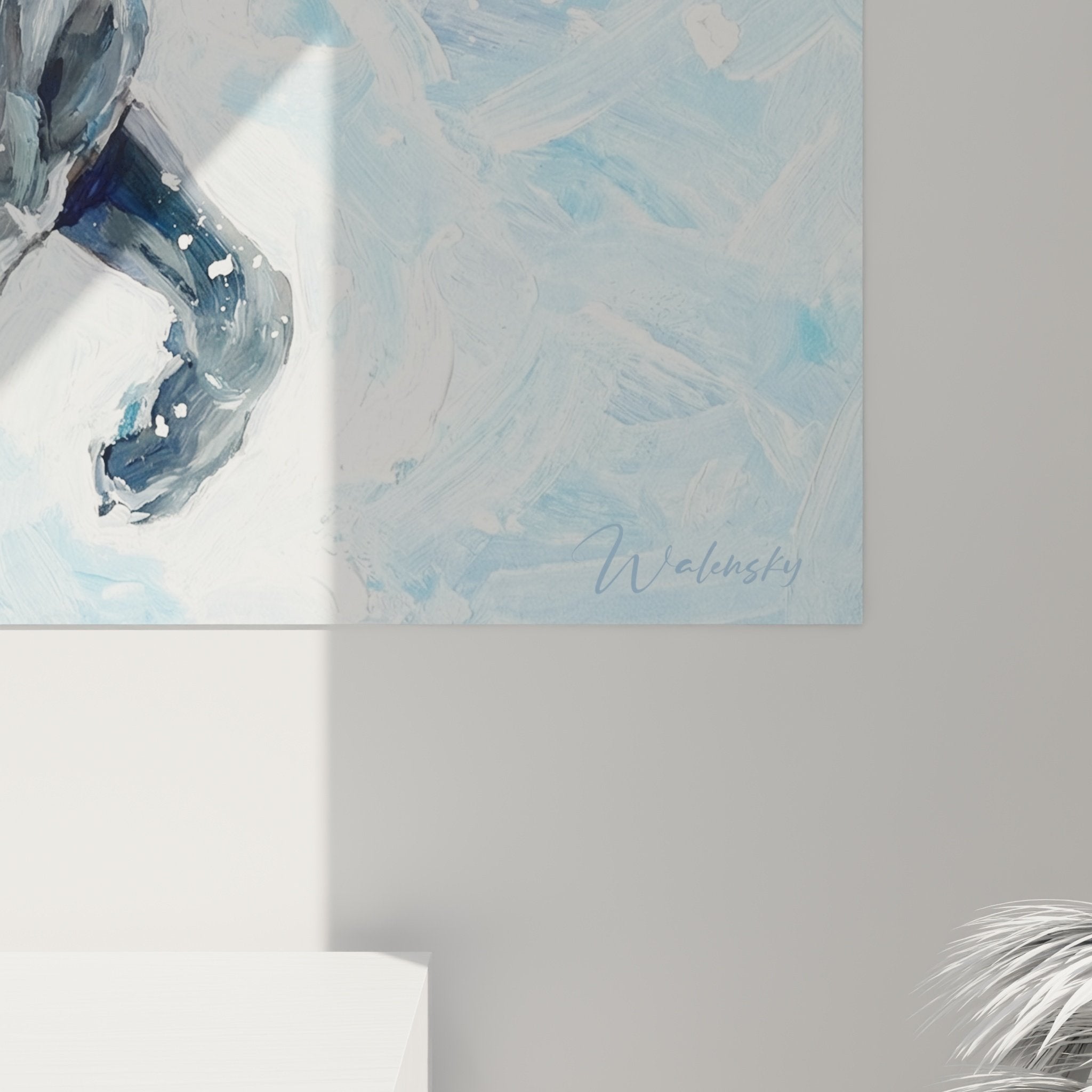 Vue d'ensemble du tableau mural Cane Corso dans la neige, oeuvre d'art canin pour décoration intérieure
