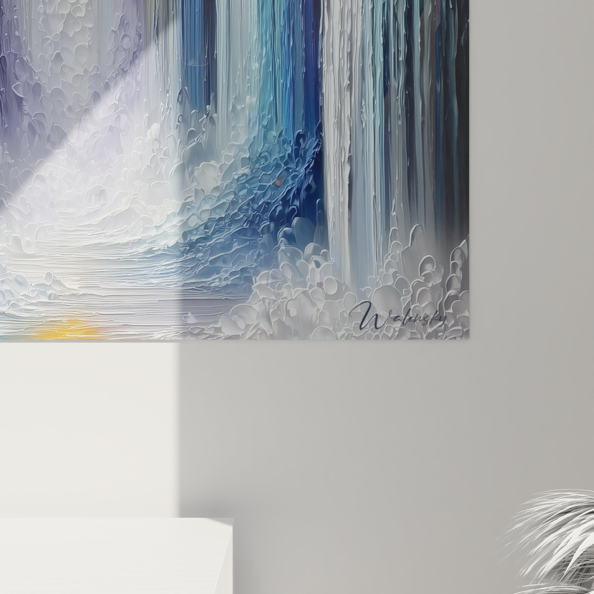 Vue ensemble tableau décoratif cascade automne chutes jumelles art mural nature