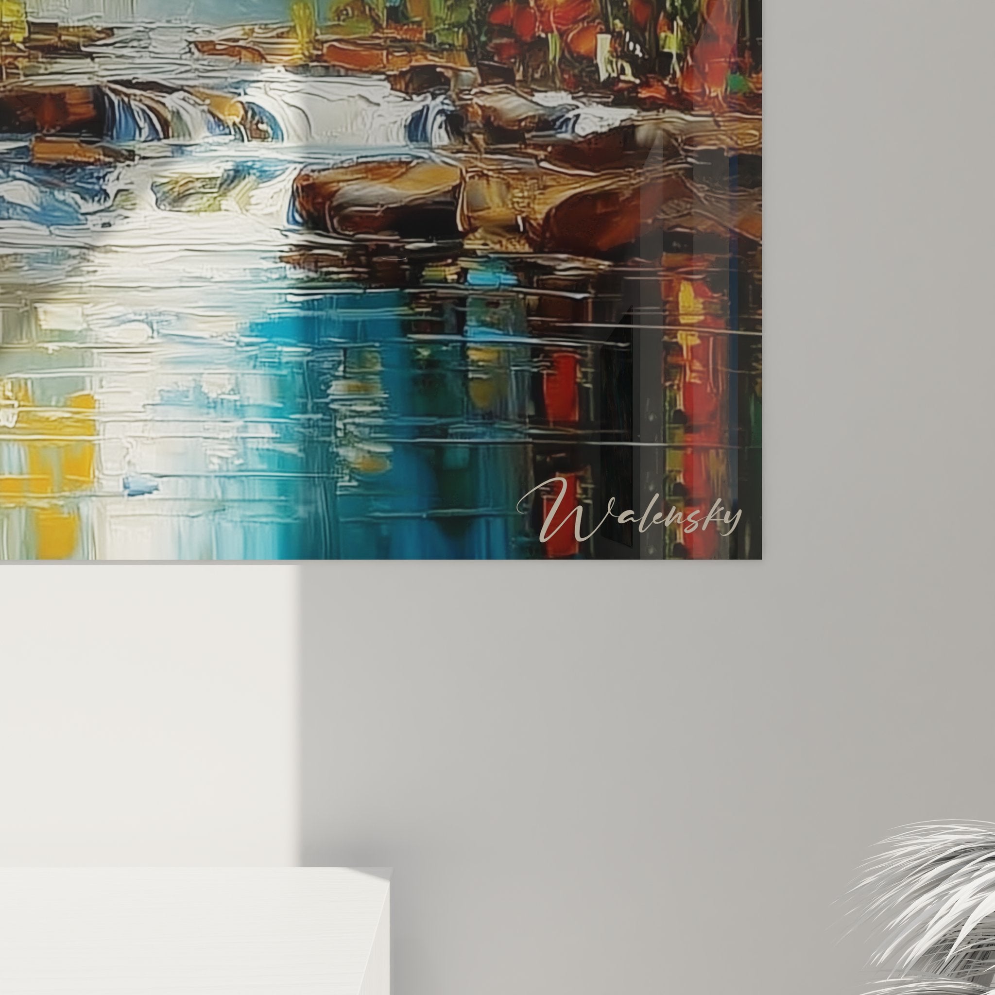 Vue ensemble tableau cascade géante décoration murale paysage montagne naturel