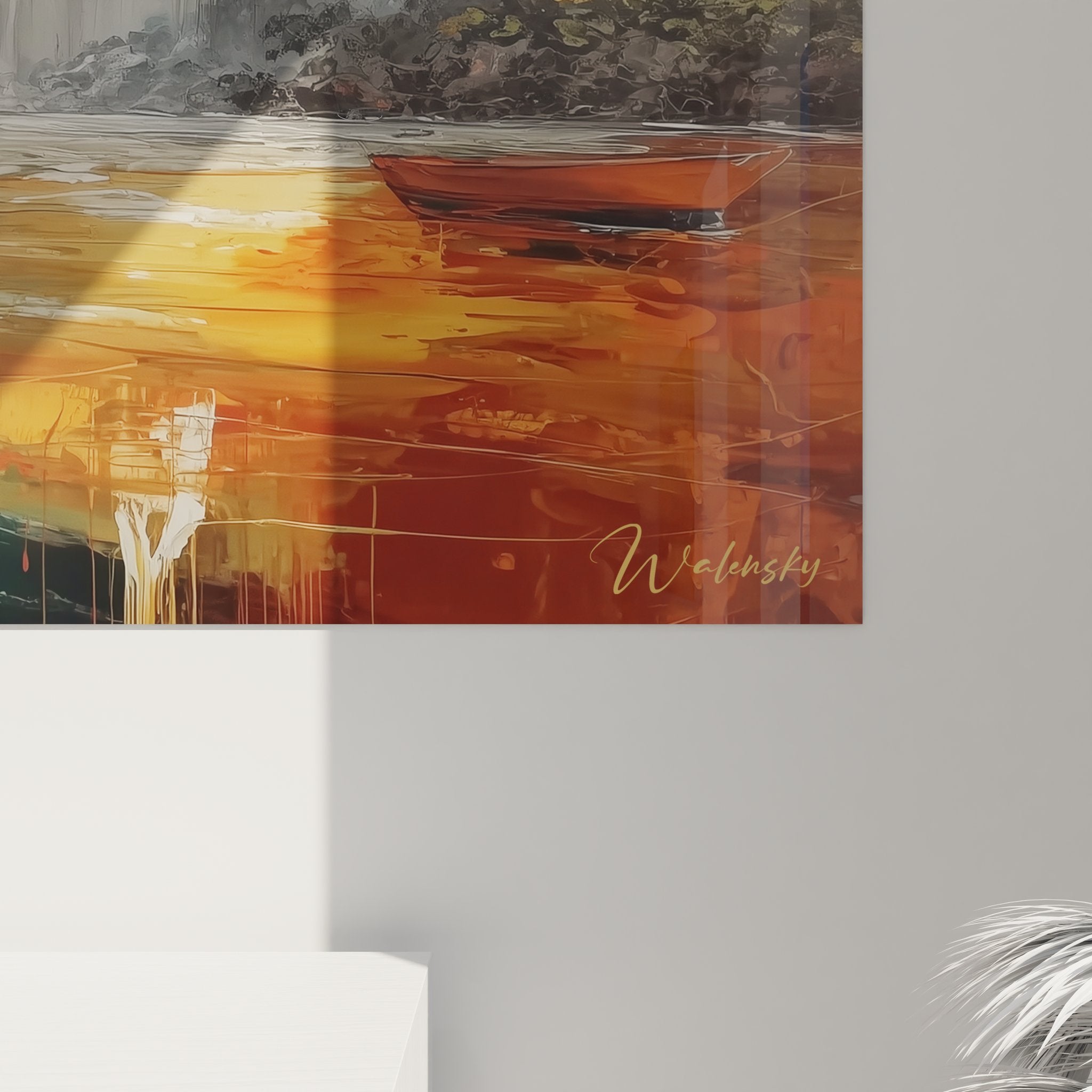 Vue d'ensemble tableau mural cascade nature tons chauds décoration intérieure paysage automnal