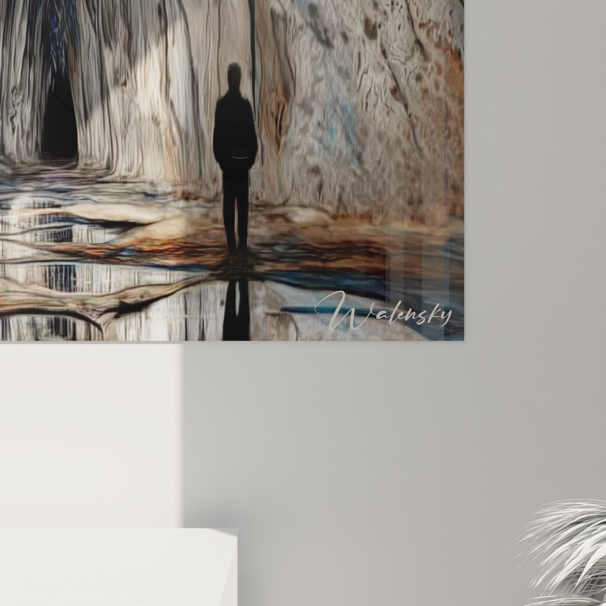 Vue d'ensemble tableau mural cathédrale mystique avec perspective monumentale et effets de lumière dorée