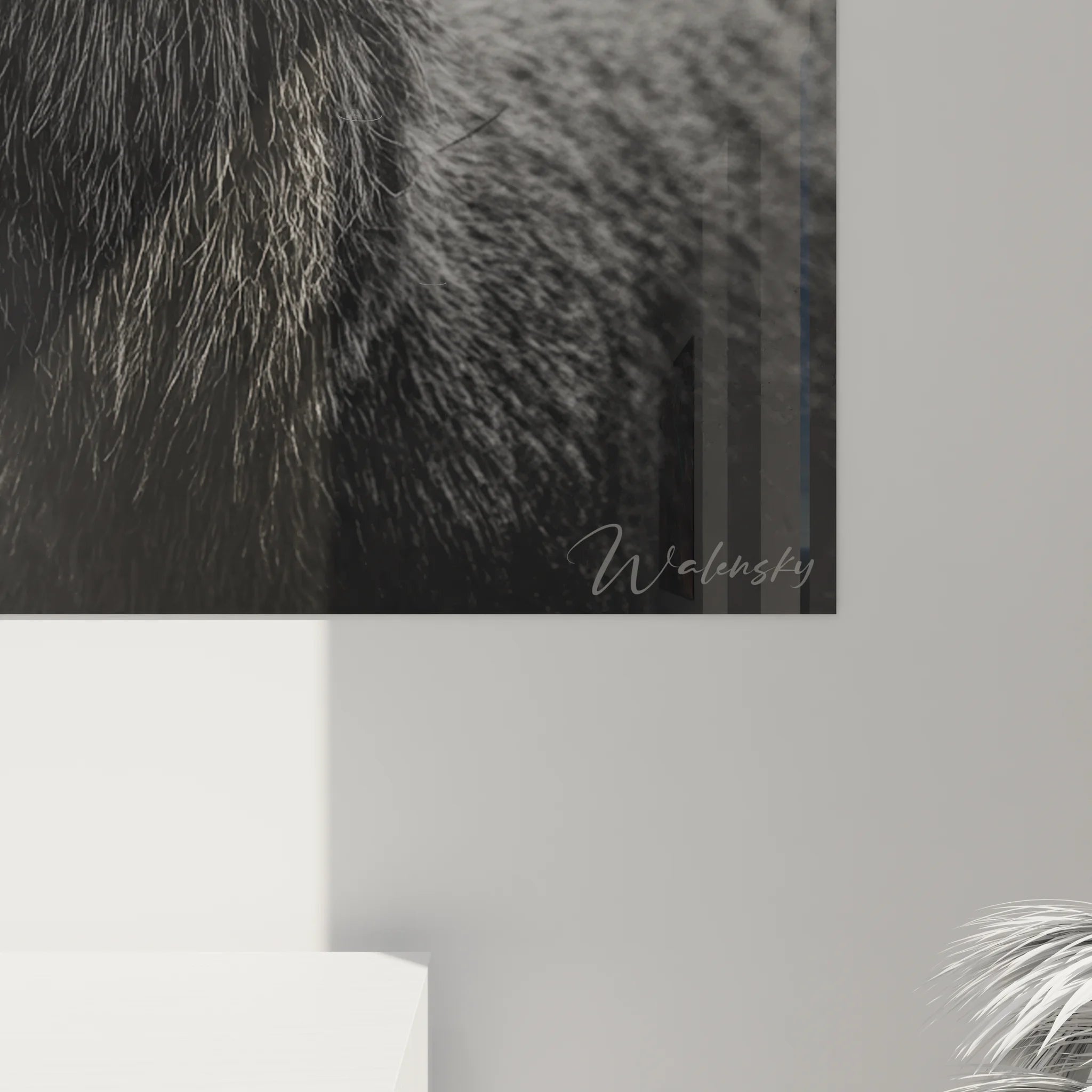 Vue ensemble tableau cerf mural - Décoration murale animaux noir et blanc moderne