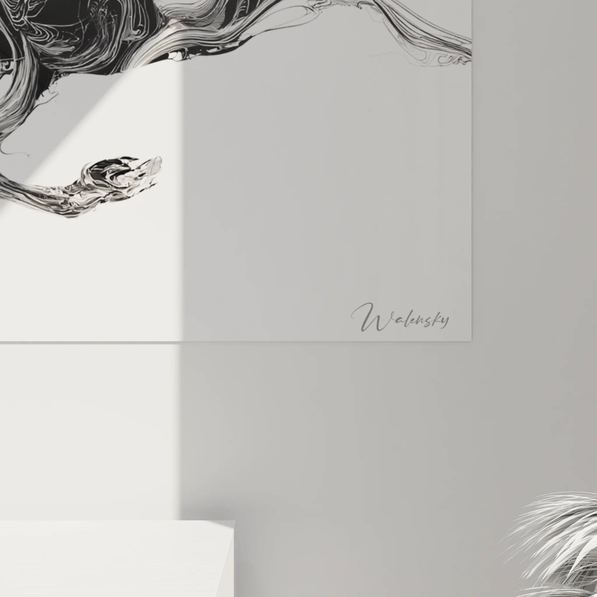 Vue d'ensemble tableau cheval mouvement noir et blanc décoration murale