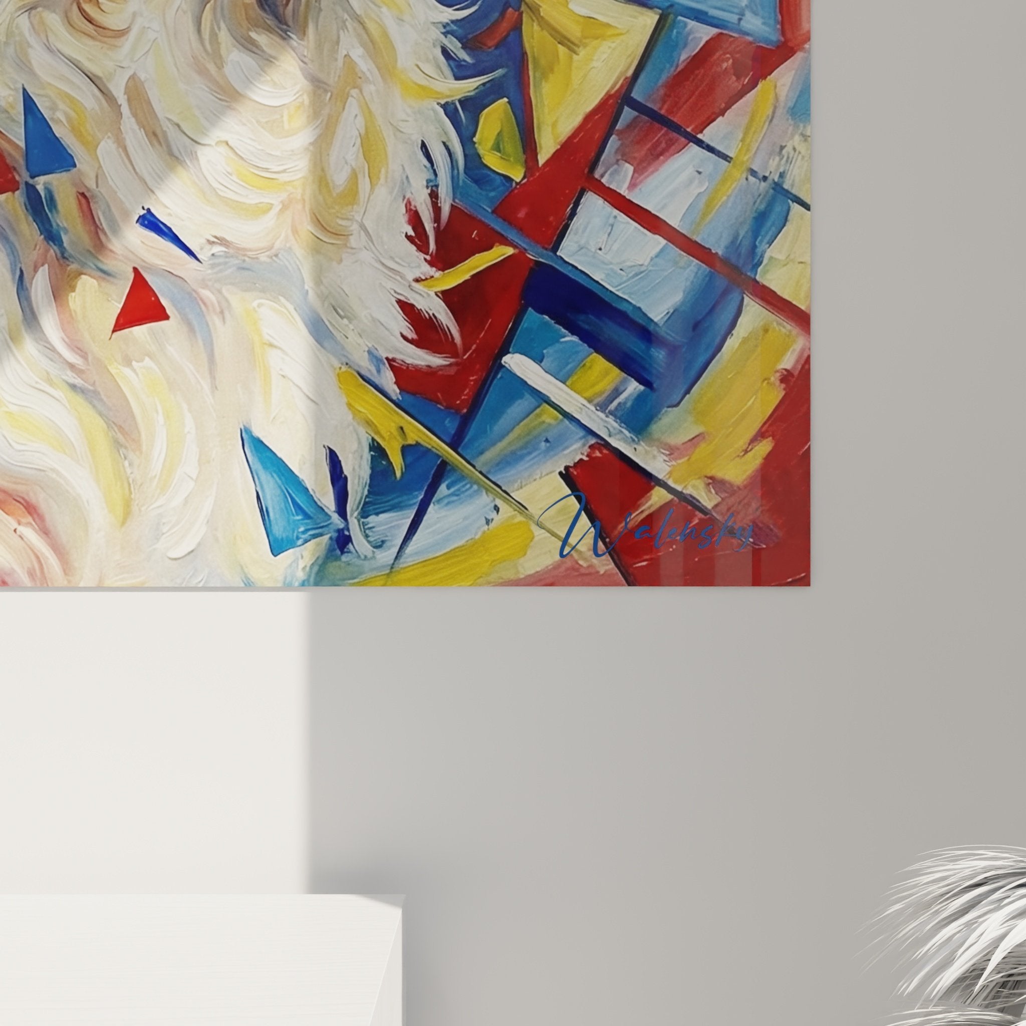 Übersicht Wandbild Hund kubistisch geometrisch mehrfarbig Edition Pyrenäen-Berg