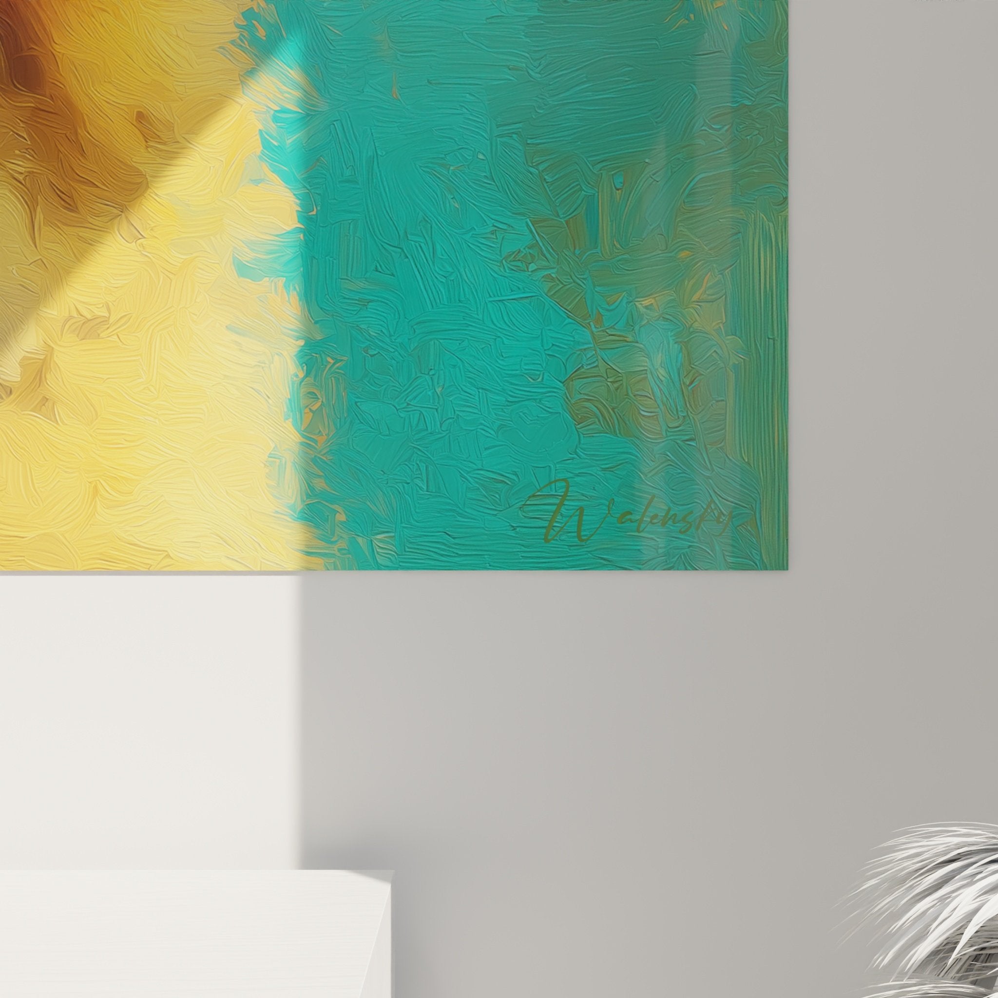 Vue d'ensemble du tableau portrait de Chow Chow dans décoration intérieure contemporaine