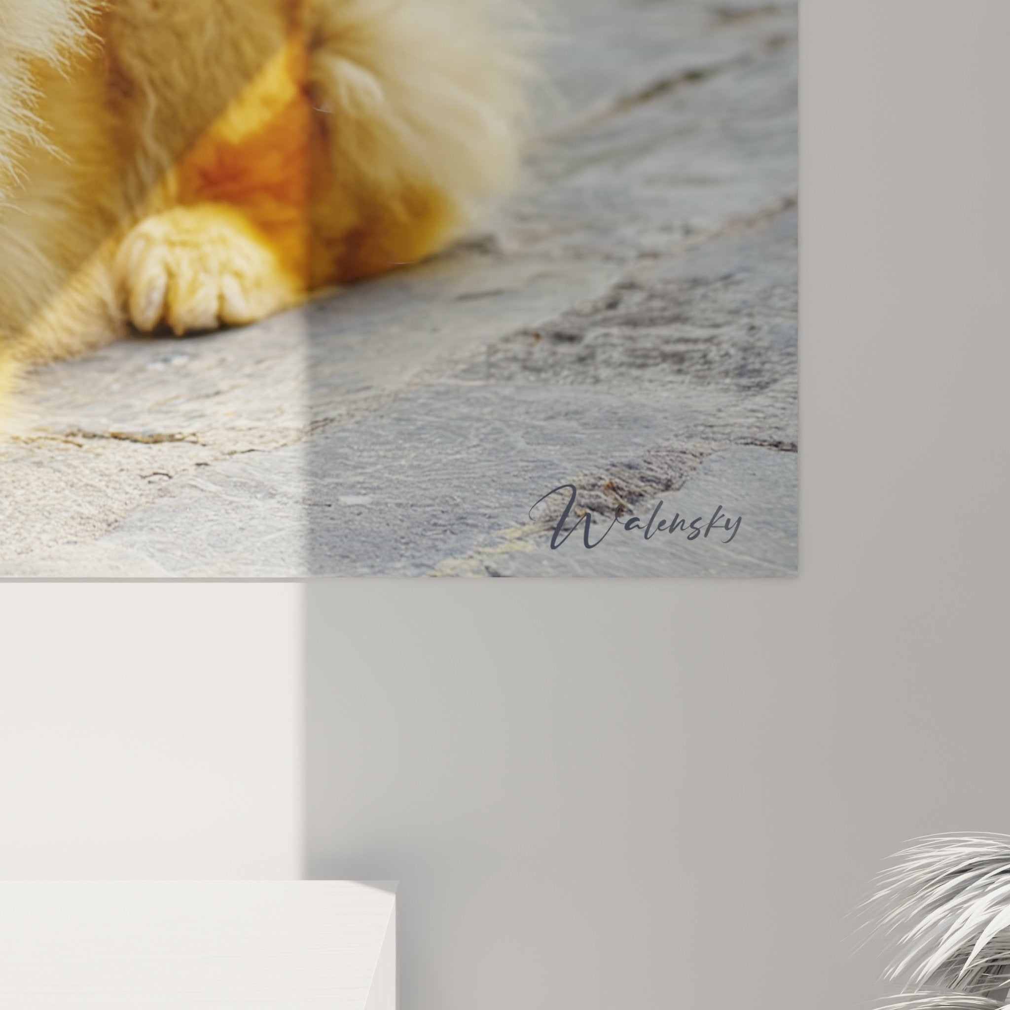 Vue d'ensemble tableau Chow Chow dans intérieur contemporain, décoration murale élégante