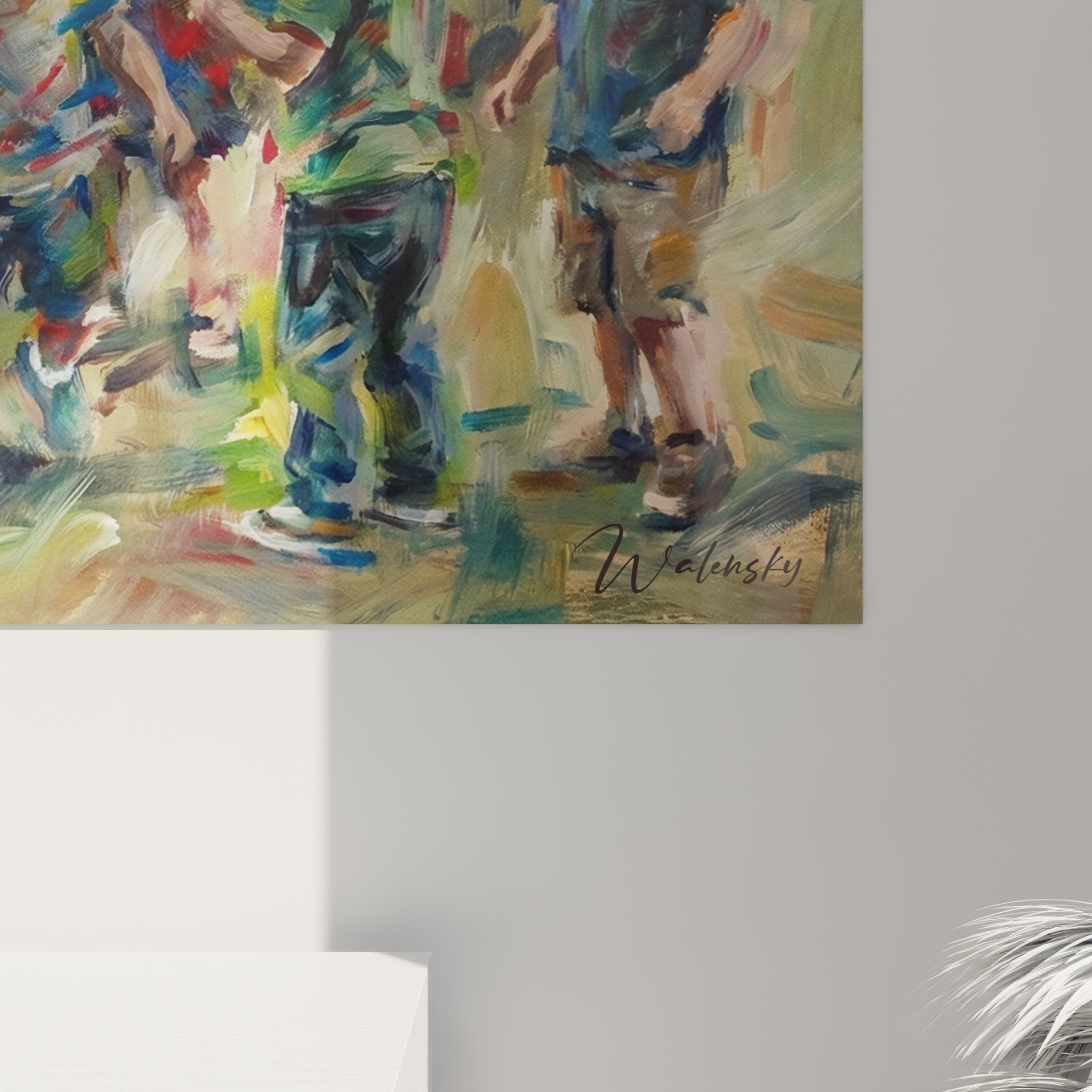 Vue d'ensemble du tableau Collie montrant la scène complète de complicité entre chien et enfants