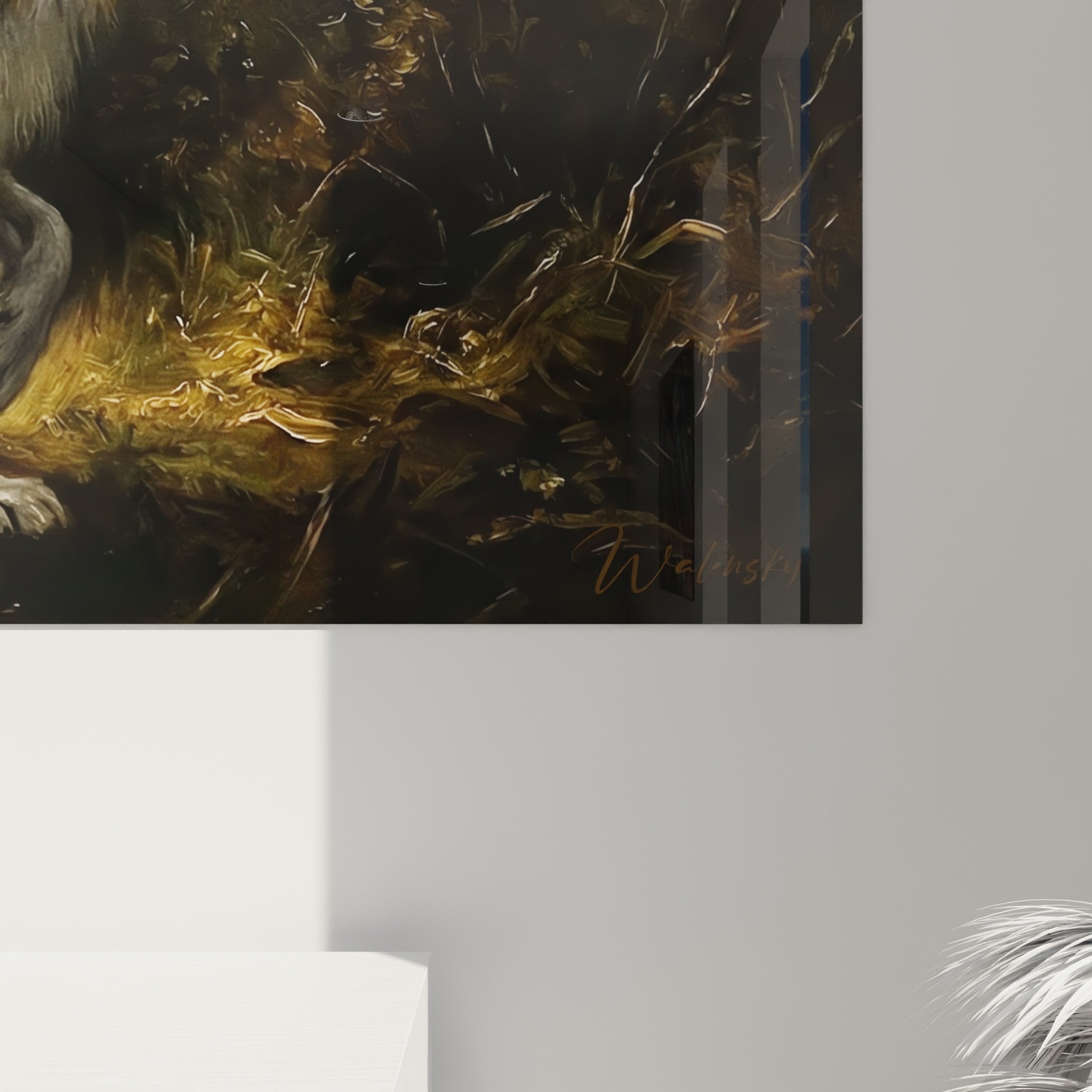 Gesamtansicht Gemälde Collie ländliche Nachtlandschaft, künstlerische Komposition Chiaroscuro-Stil romantisch