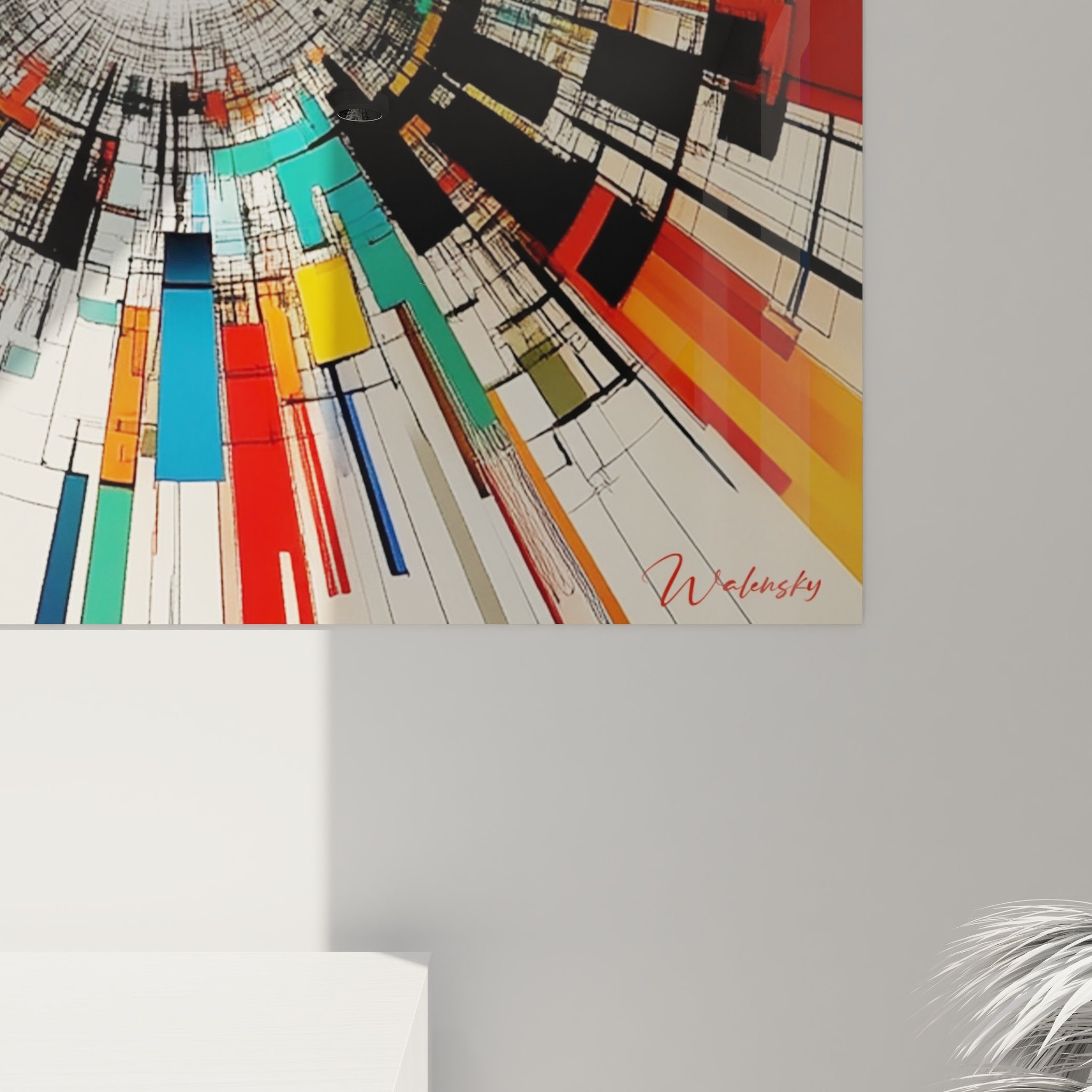 Vue ensemble tableau mural constructivisme perspective circulaire art moderne géométrique