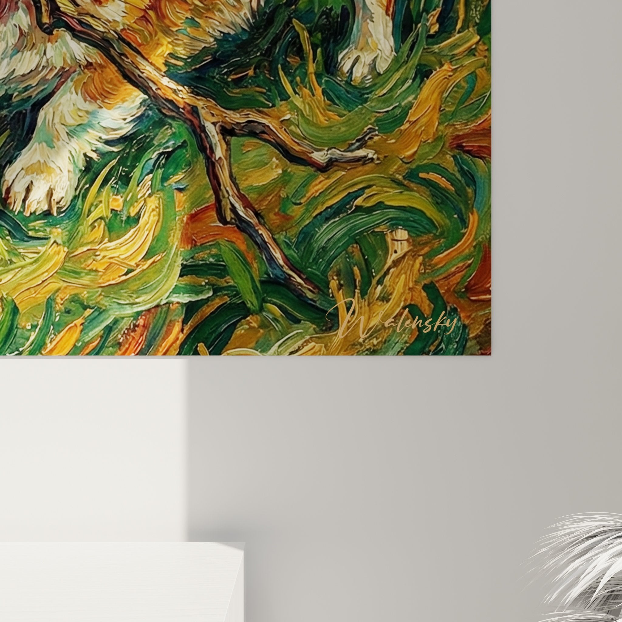 Gesamtansicht Gemälde Corgis Expressionismus Wanddekoration Van-Gogh-Stil