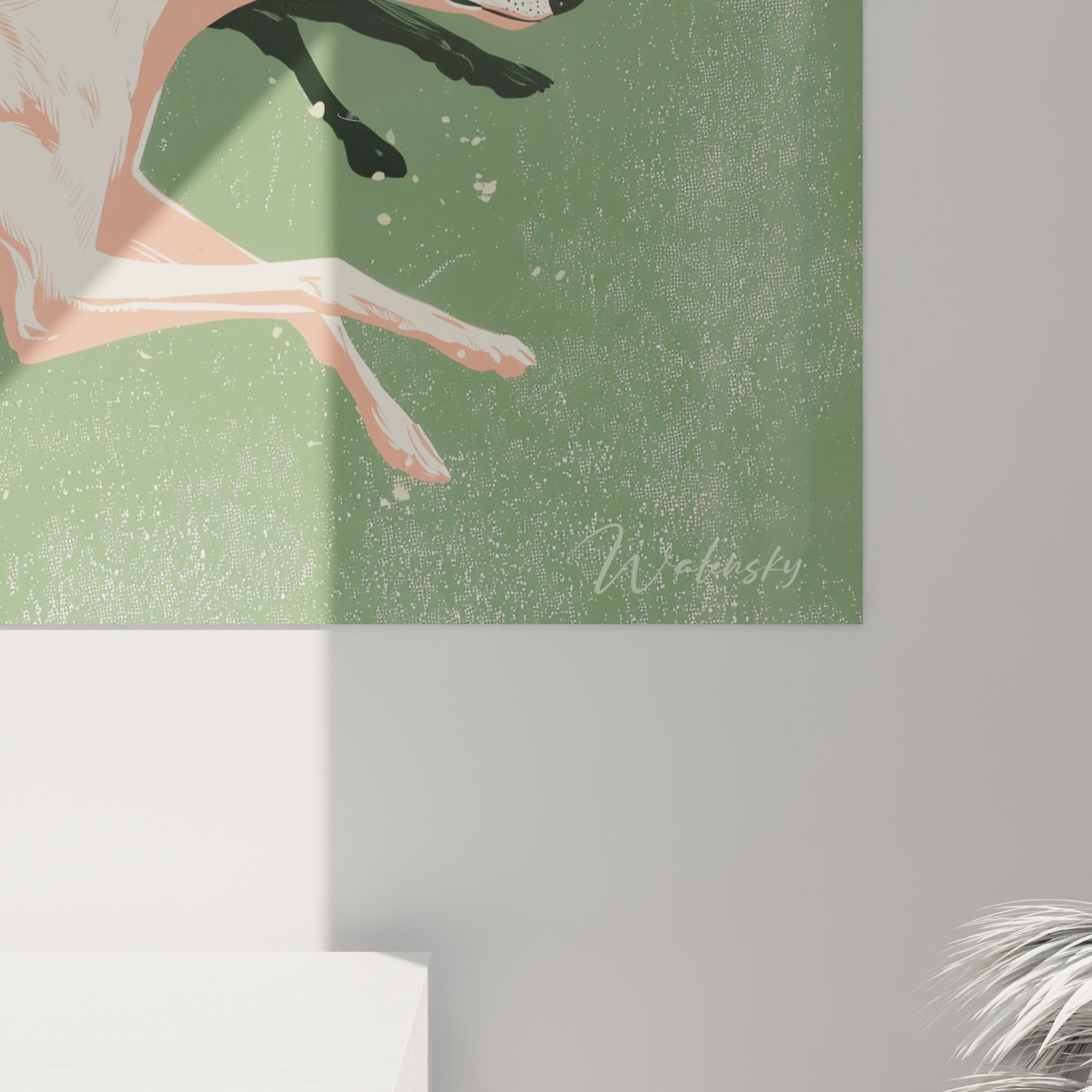 Übersicht Gemälde Windhund-Rennen Whippets moderne Wandkunst zeitgenössiges Wohnzimmer