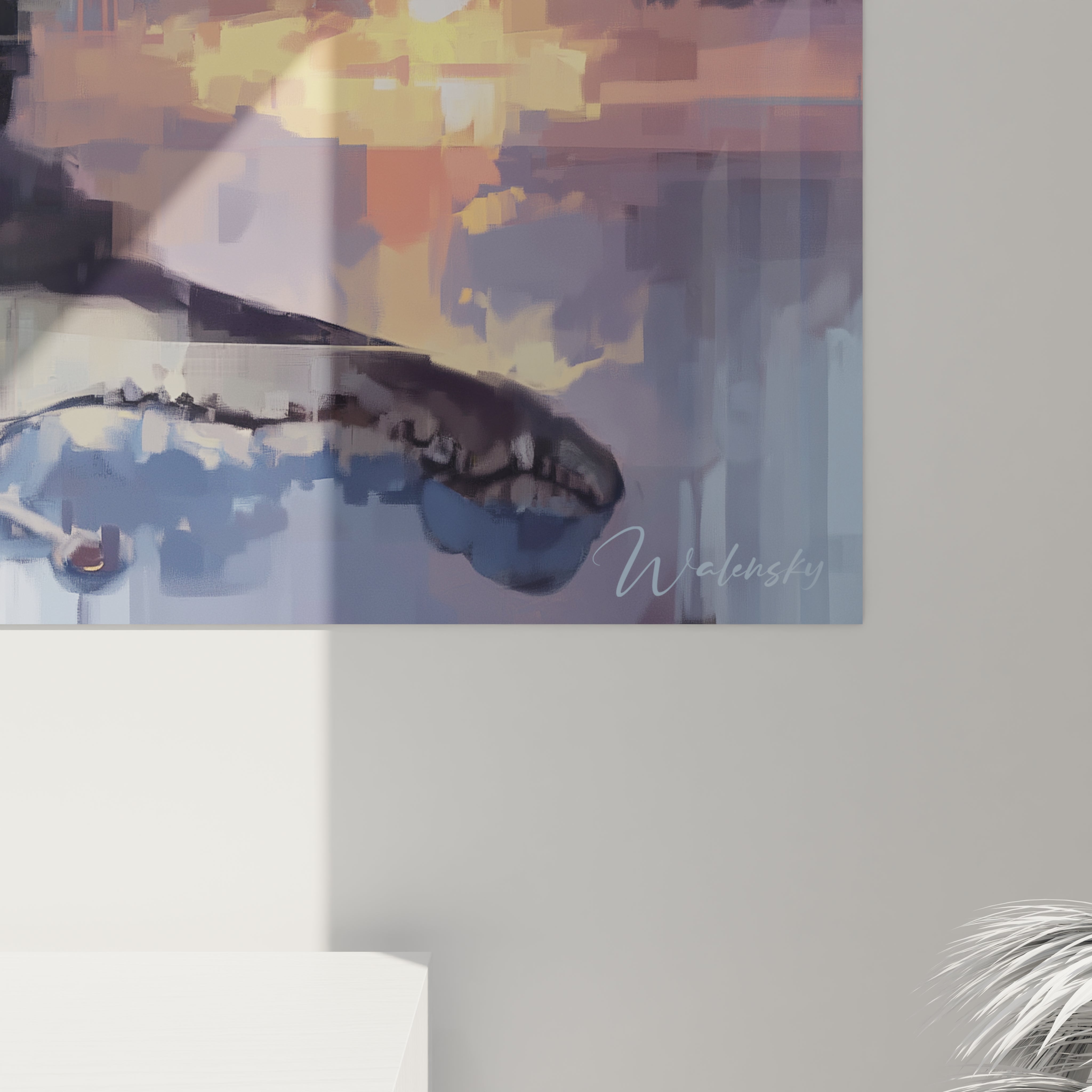 Vue ensemble tableau mural crocodile art décoratif contemporain collection Kaprosuchus