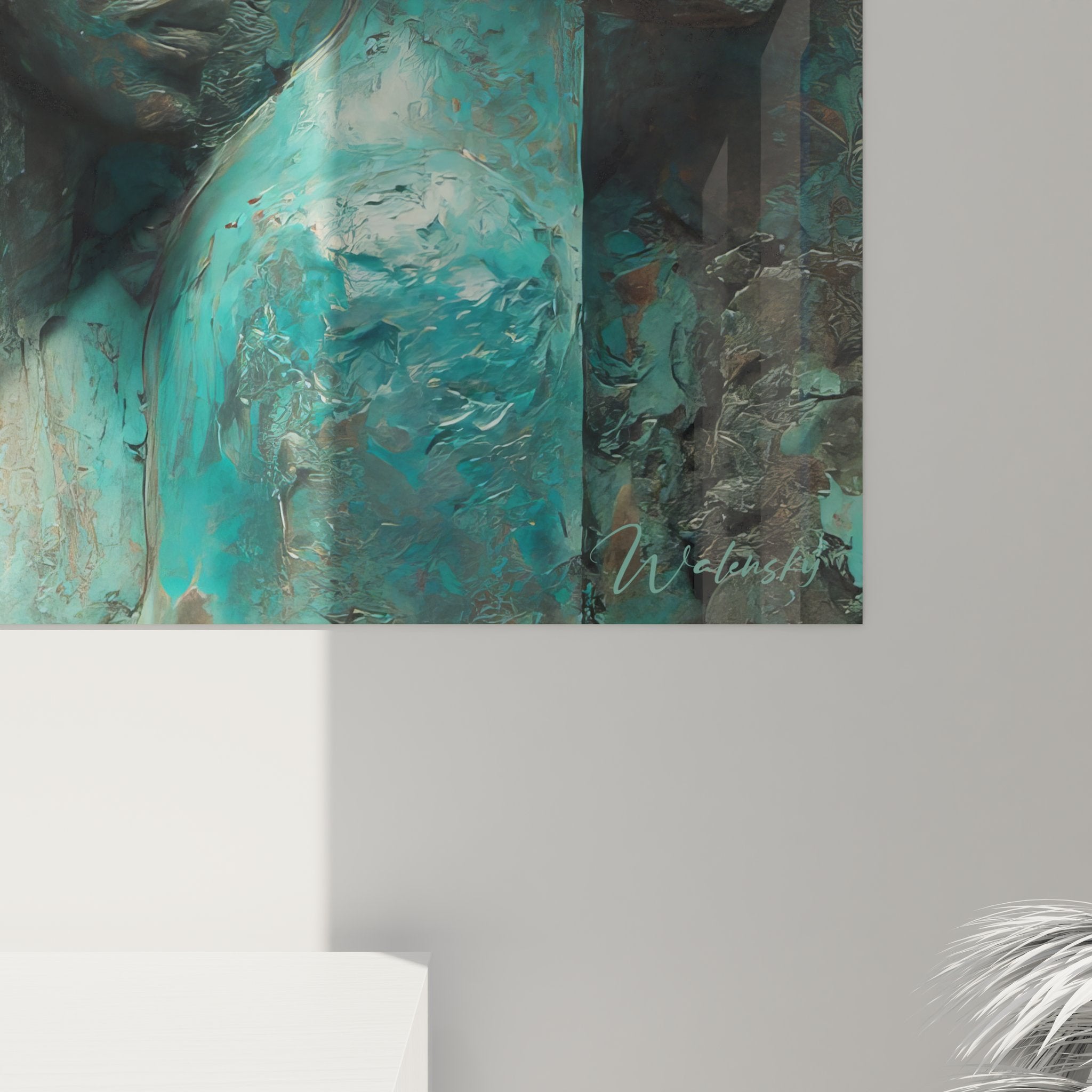 Vue ensemble du tableau culture africaine montrant plusieurs sculptures ancestrales aux tons turquoise