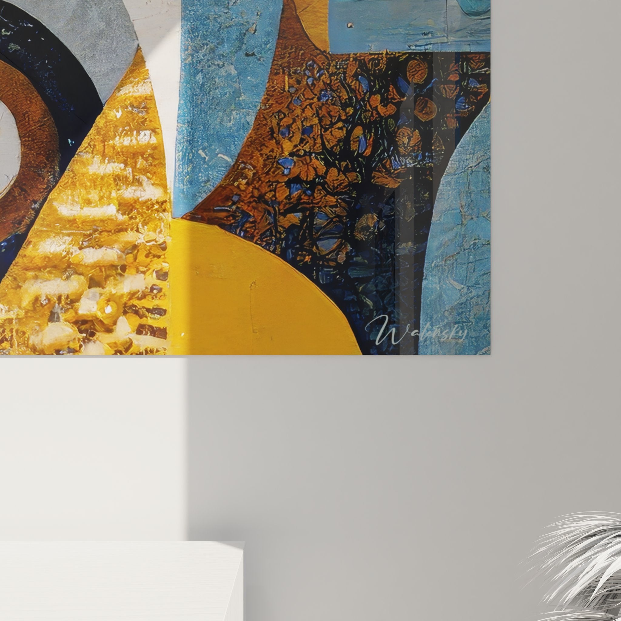 Vue ensemble tableau art abstrait culture africaine motifs cosmiques spirituels