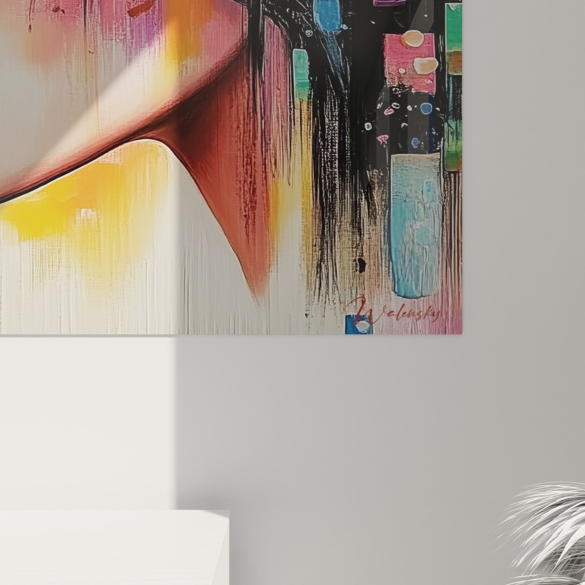 Vue ensemble tableau décoratif femme profil style art abstrait contemporain