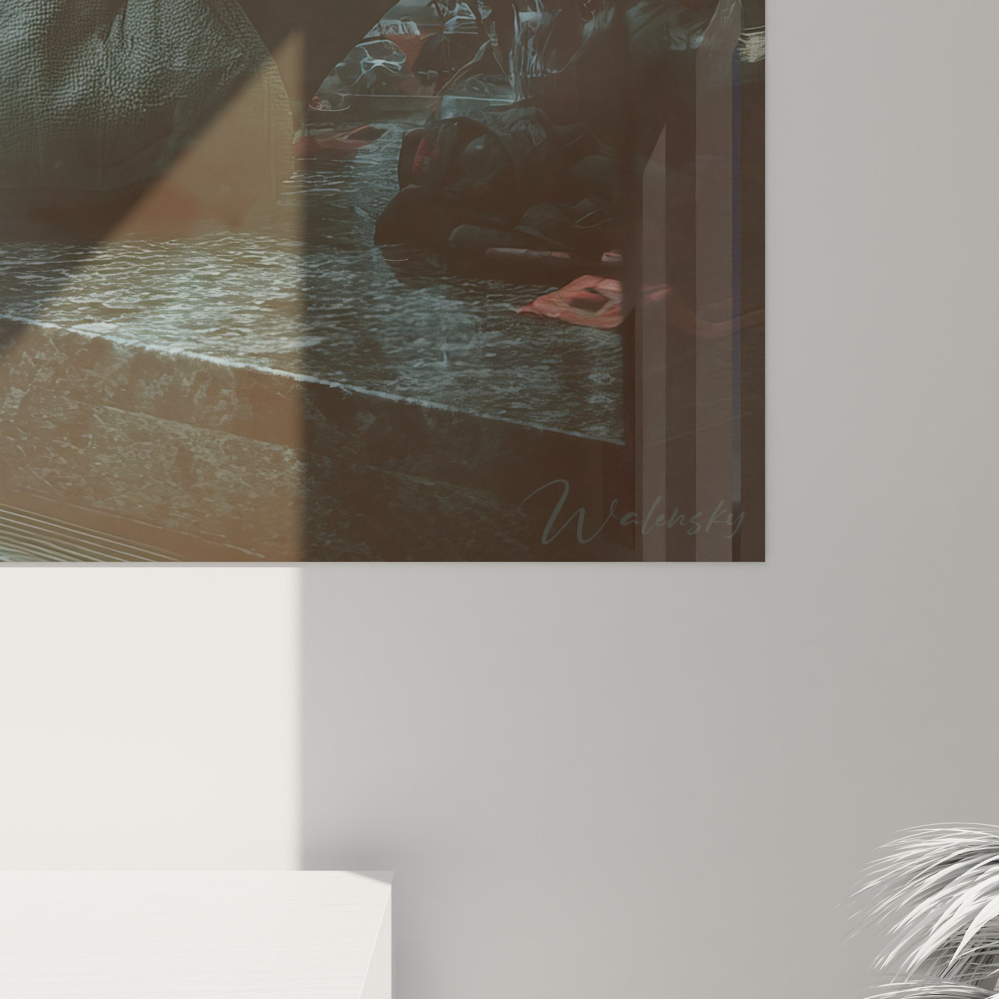 Vue d'ensemble tableau décoratif ville moderne New York dans intérieur contemporain élégant