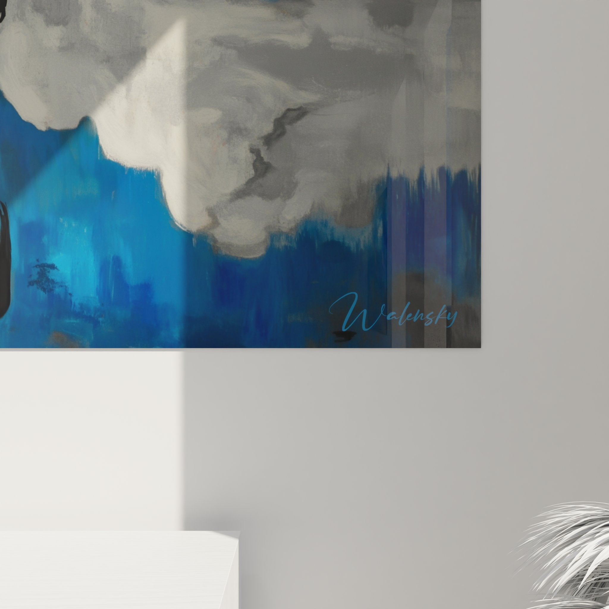 Vue ensemble tableau mural désert contemplation reflets art décoratif moderne