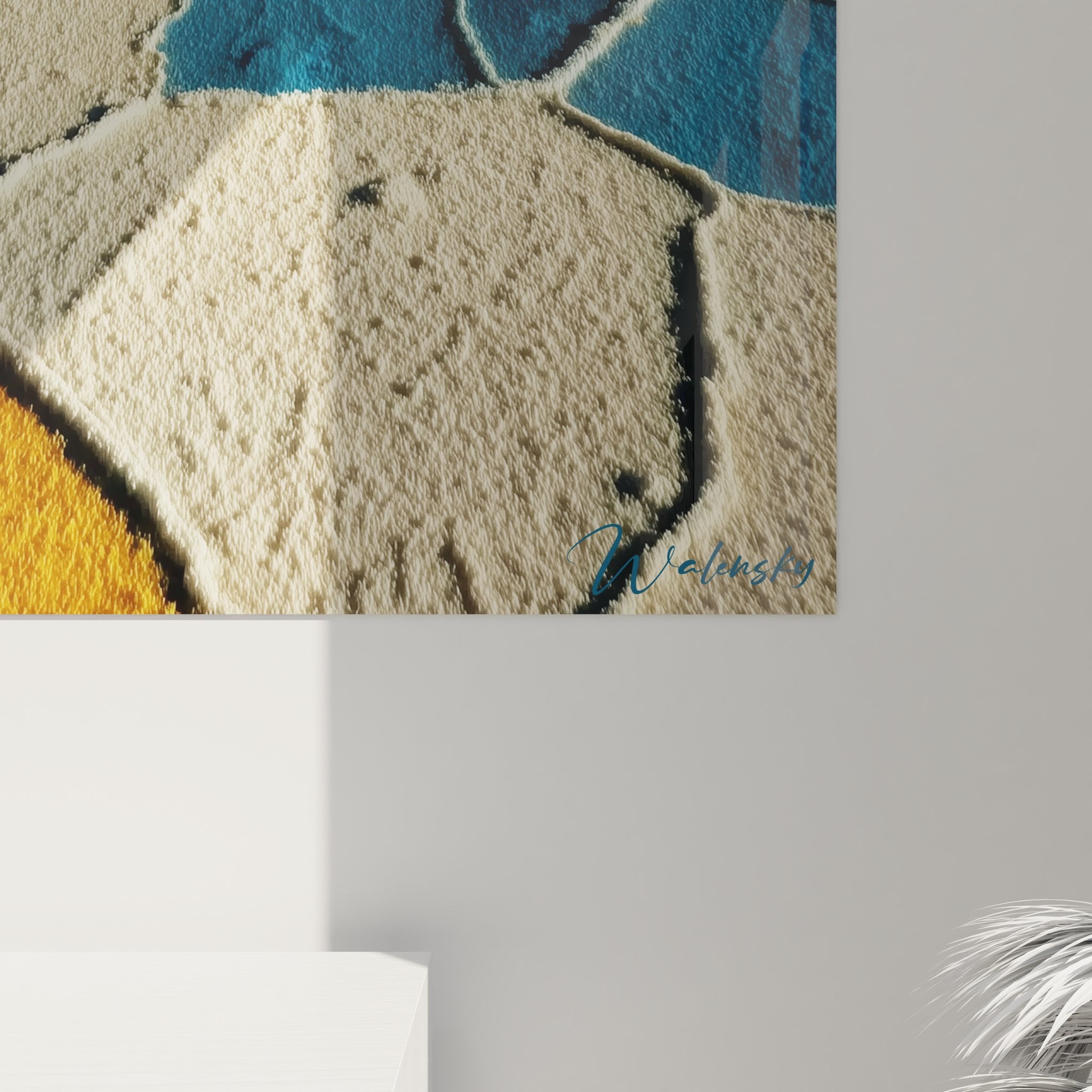 Vue ensemble tableau désert formations salines multicolores art mural géologique moderne