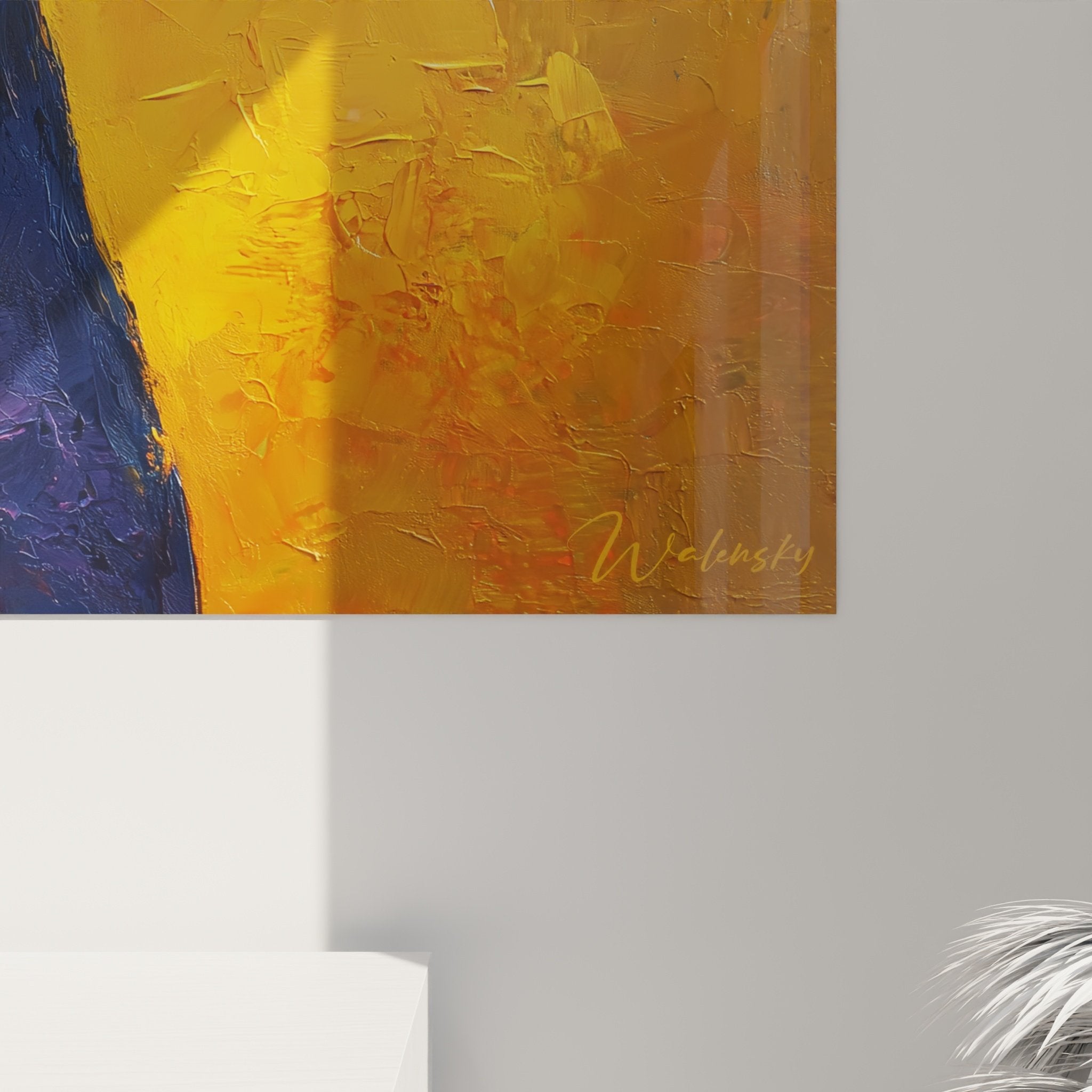 Vue d'ensemble tableau Dogue Allemand coloré dans intérieur contemporain élégant