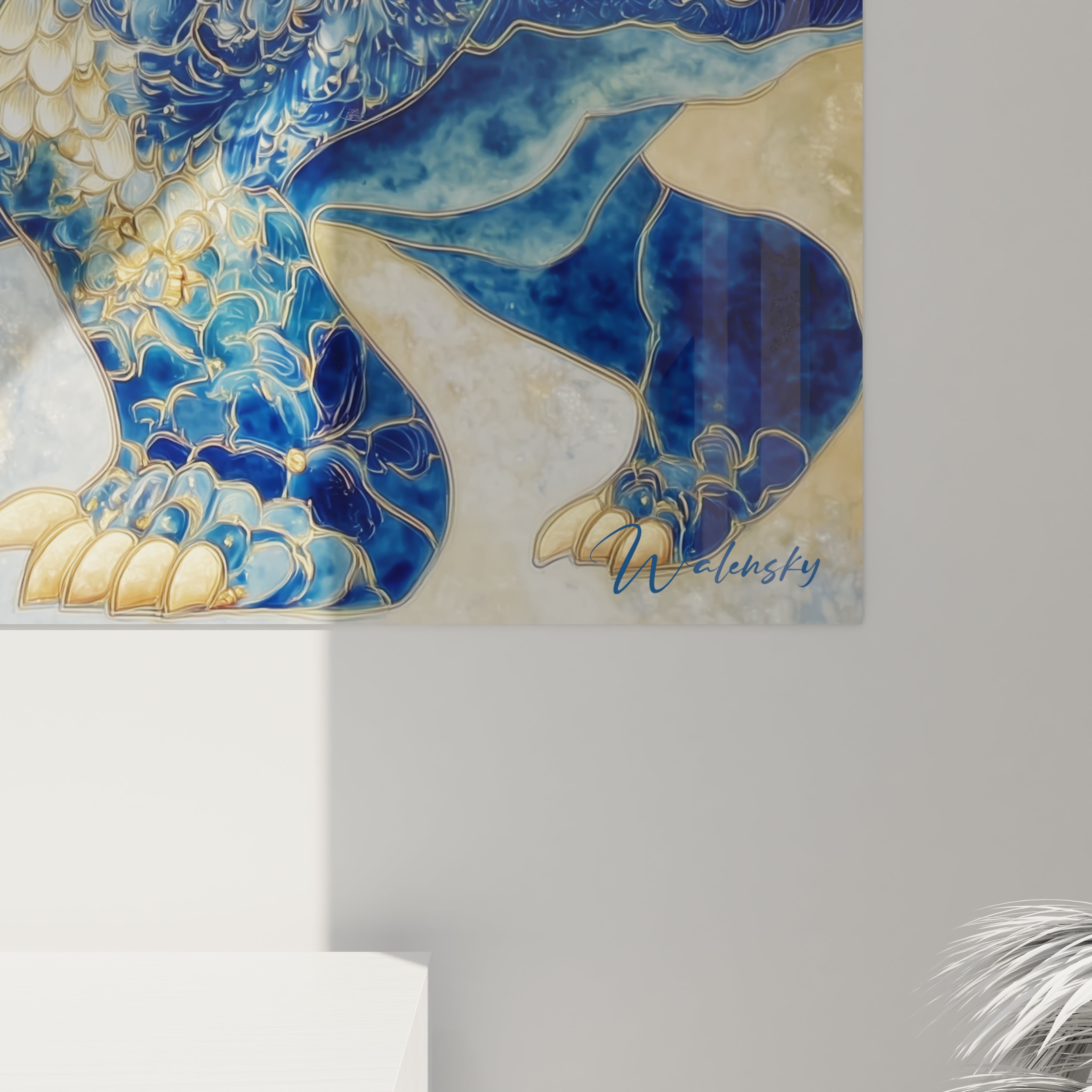 Vue d'ensemble tableau éléphant ornemental doré, œuvre d'art mural décorative complète