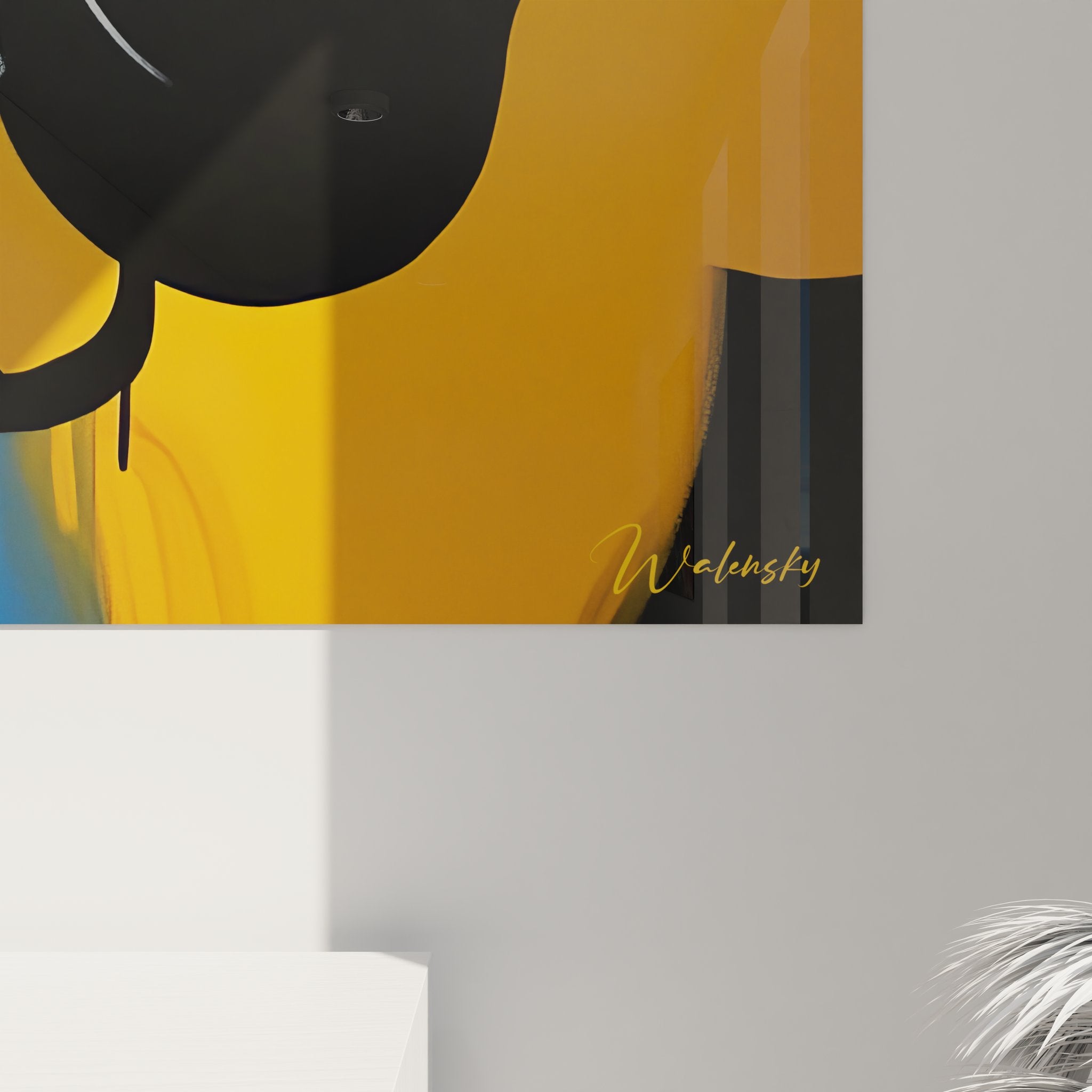 Vue ensemble tableau mural éléphant géométrique abstrait art contemporain décoration colorée