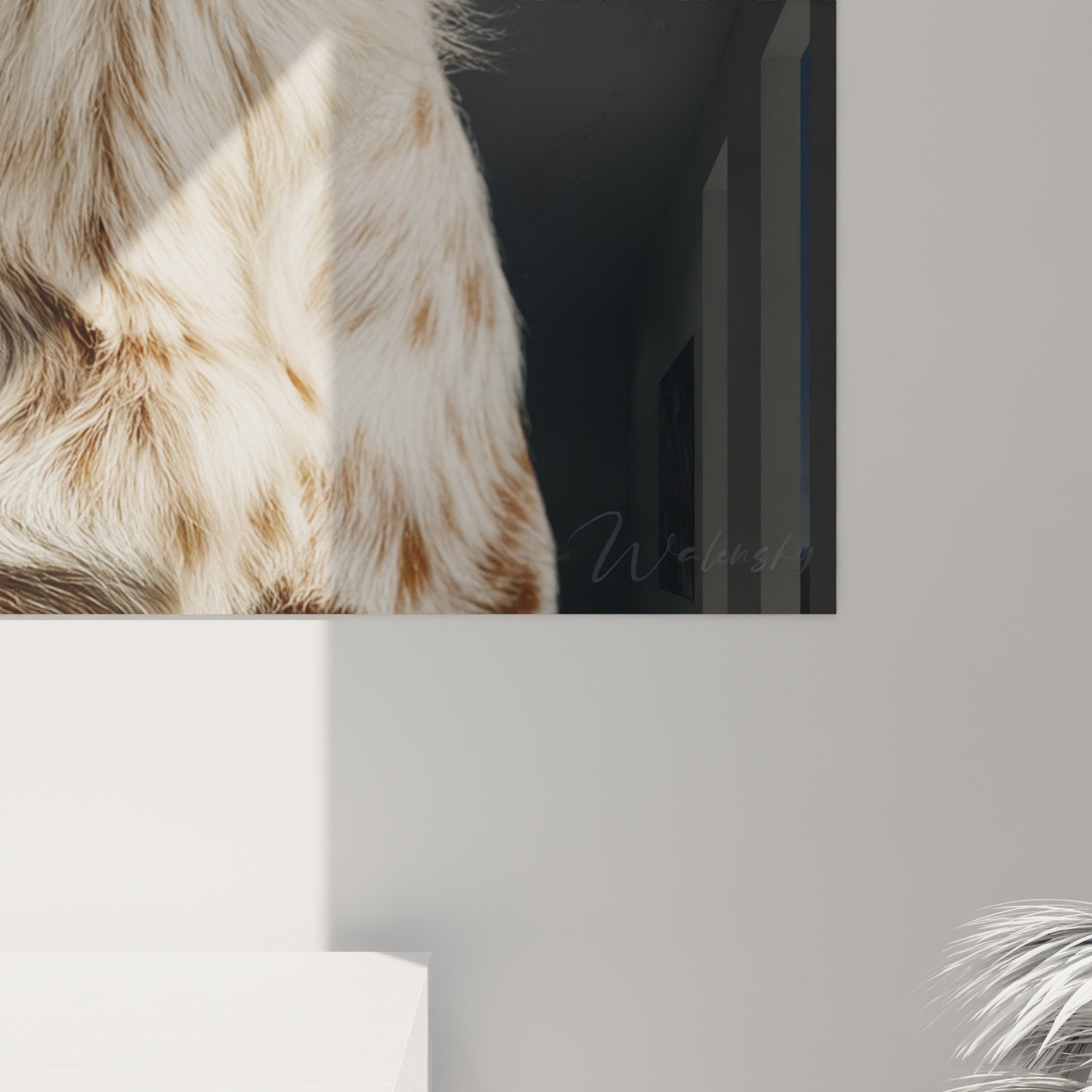 Vue d'ensemble tableau mural Epagneul Breton, portrait canin réaliste tons chauds