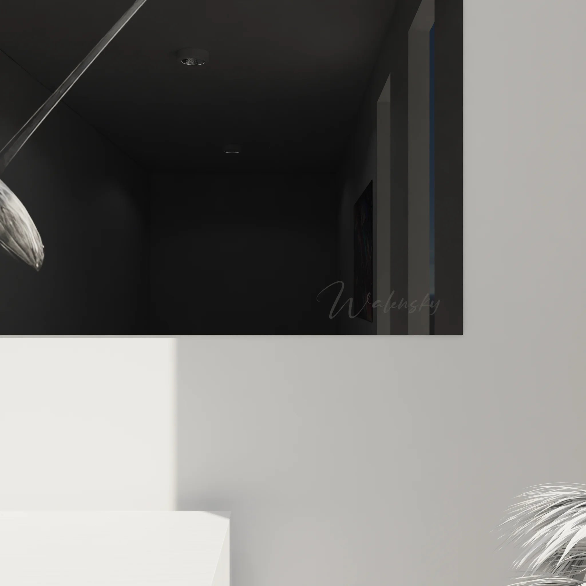 Vue ensemble tableau mural escrimeur, décoration sport noir et blanc design moderne