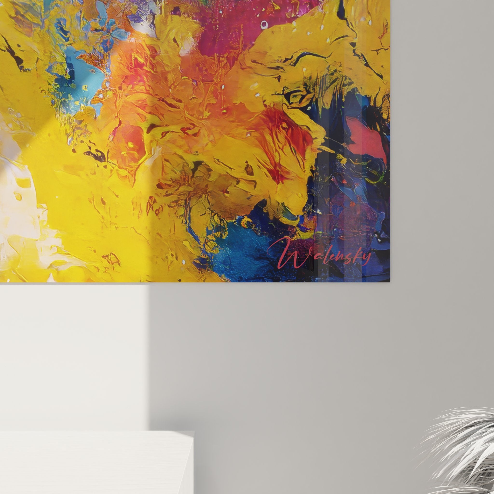 Vue ensemble tableau mural explosion colorée abstraite art moderne décoratif