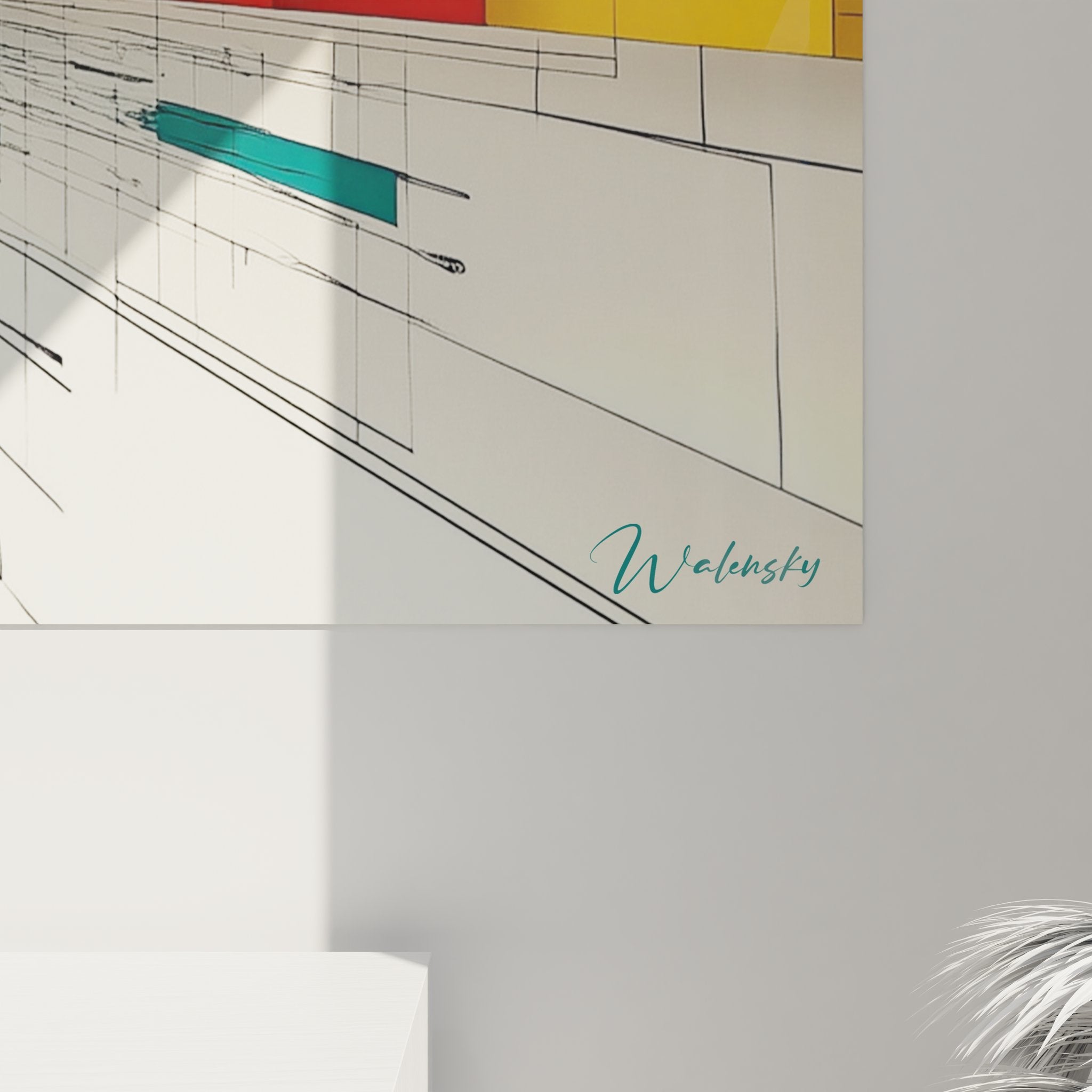 Vue ensemble tableau mural explosion géométrique style constructivisme art contemporain décoratif