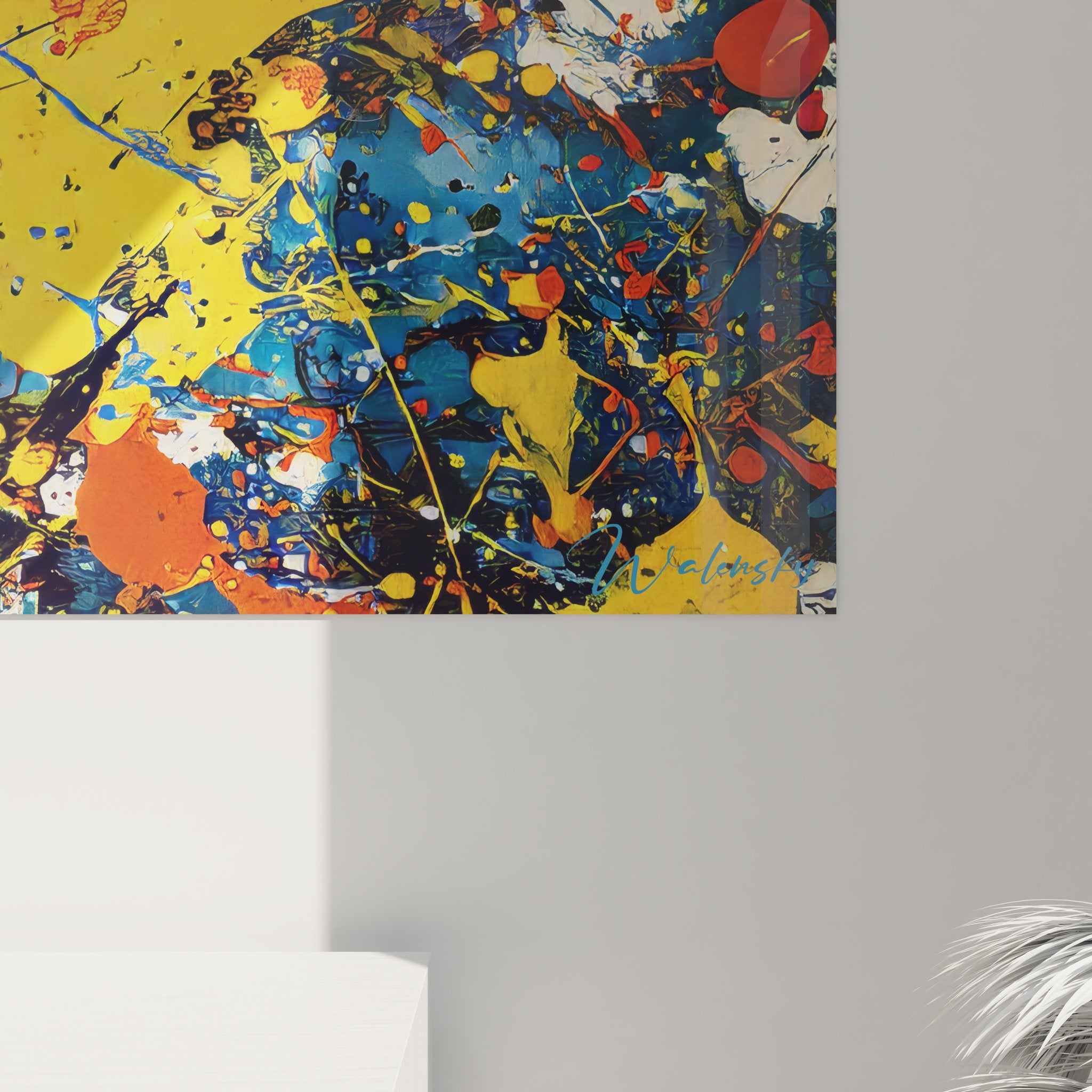 Vue ensemble tableau explosion couleurs abstraite art mural contemporain peinture moderne