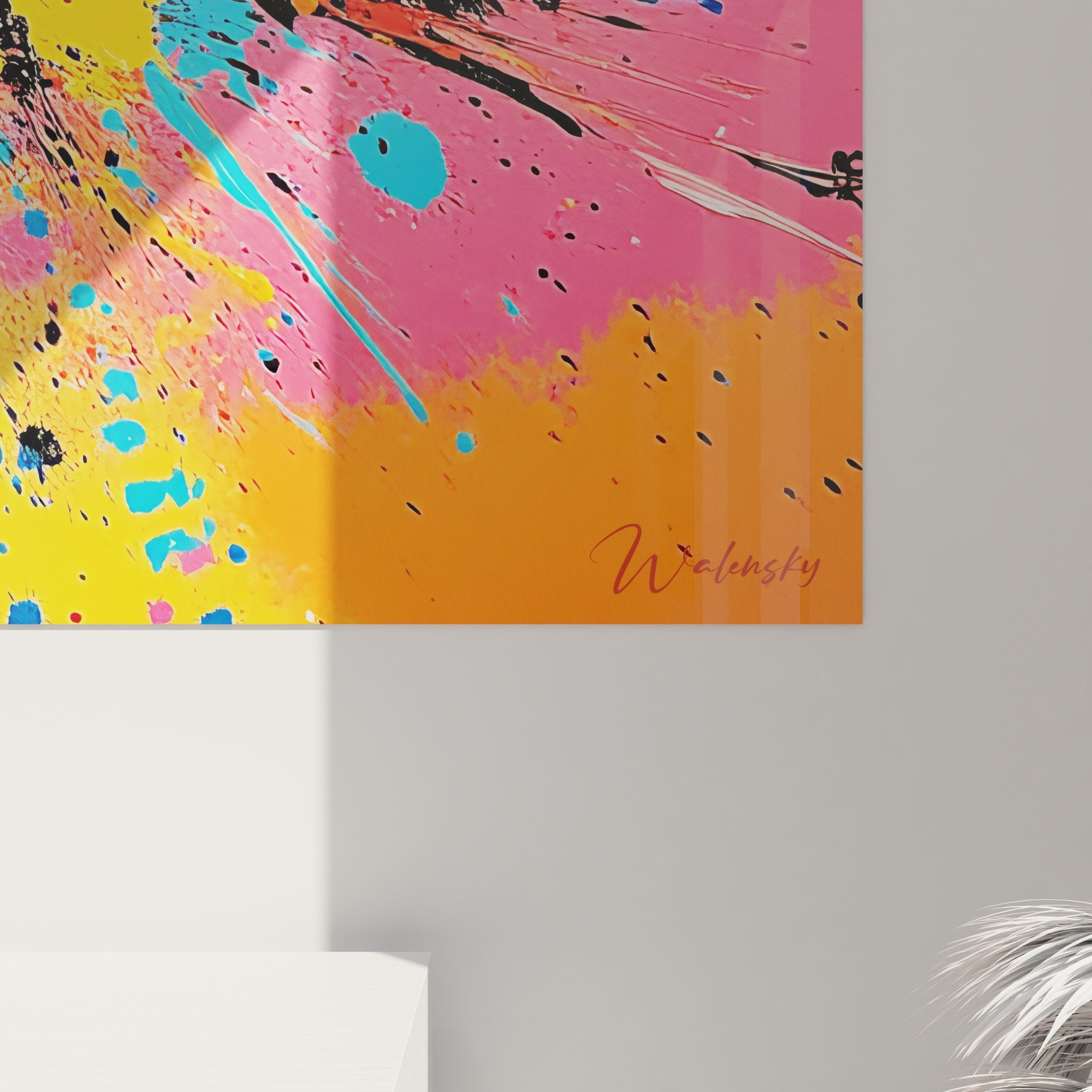 Vue ensemble tableau explosion couleurs style peinture abstraite murale
