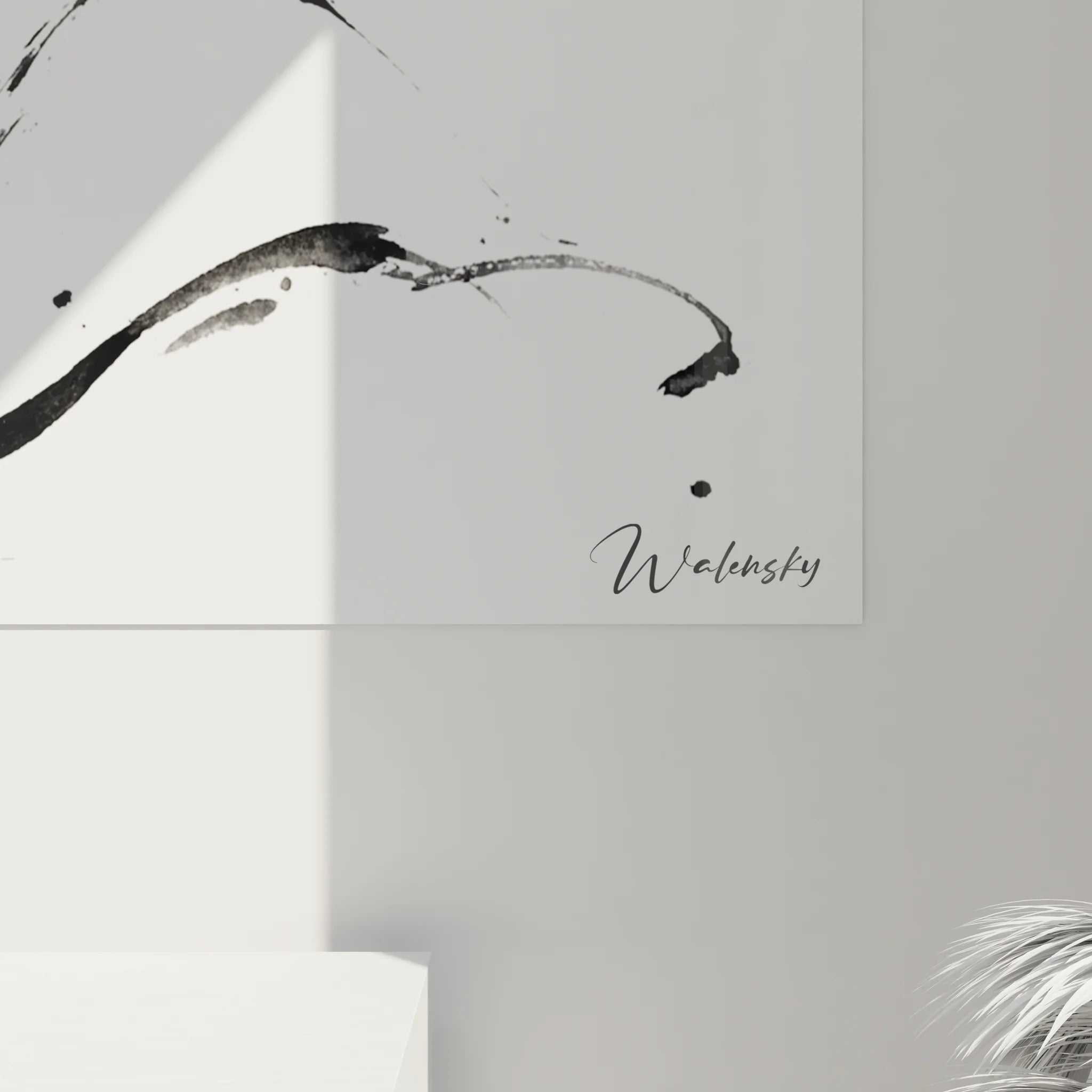 Vue d'ensemble tableau femme abstract noir et blanc, art mural contemporain pour décoration intérieure