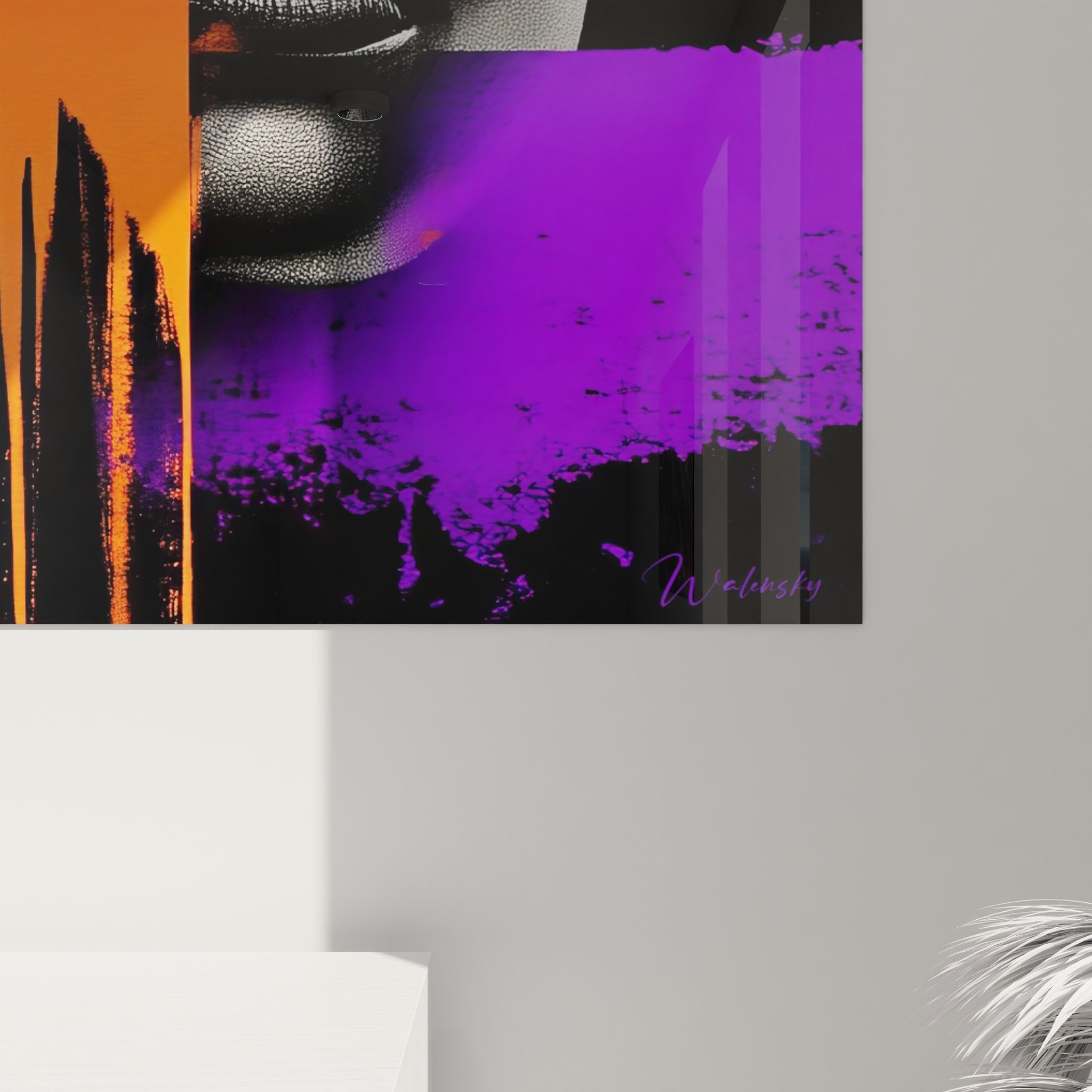 Vue ensemble tableau femme moderne coloré art abstrait décoration murale contemporaine