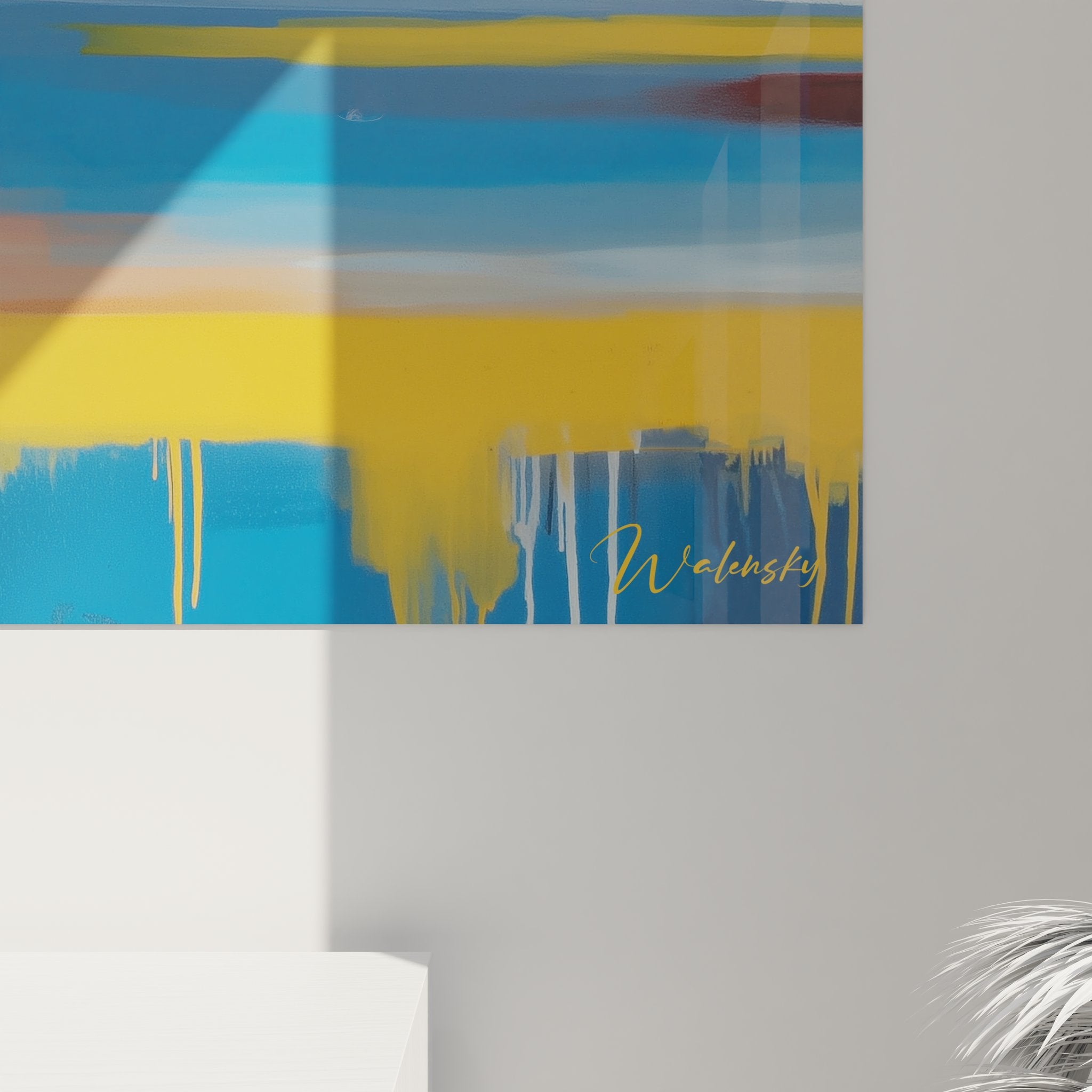 Vue ensemble tableau mural flamants roses design moderne décoration intérieure colorée