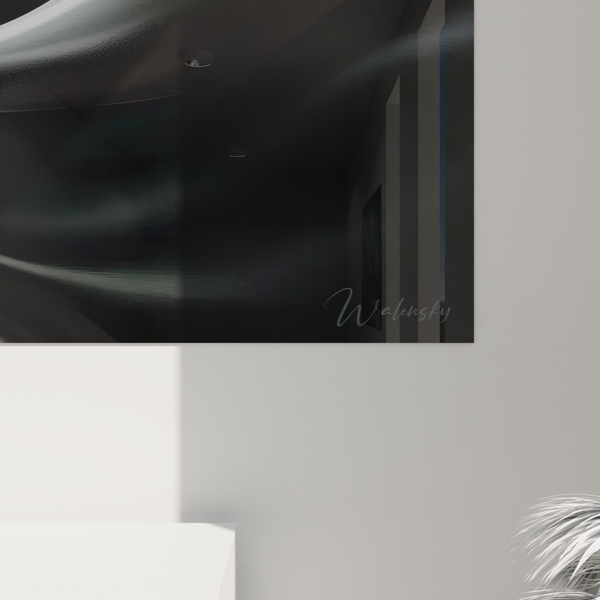 Vue d'ensemble tableau mural fleur abstraite dorée avec tourbillons colorés et particules scintillantes art contemporain