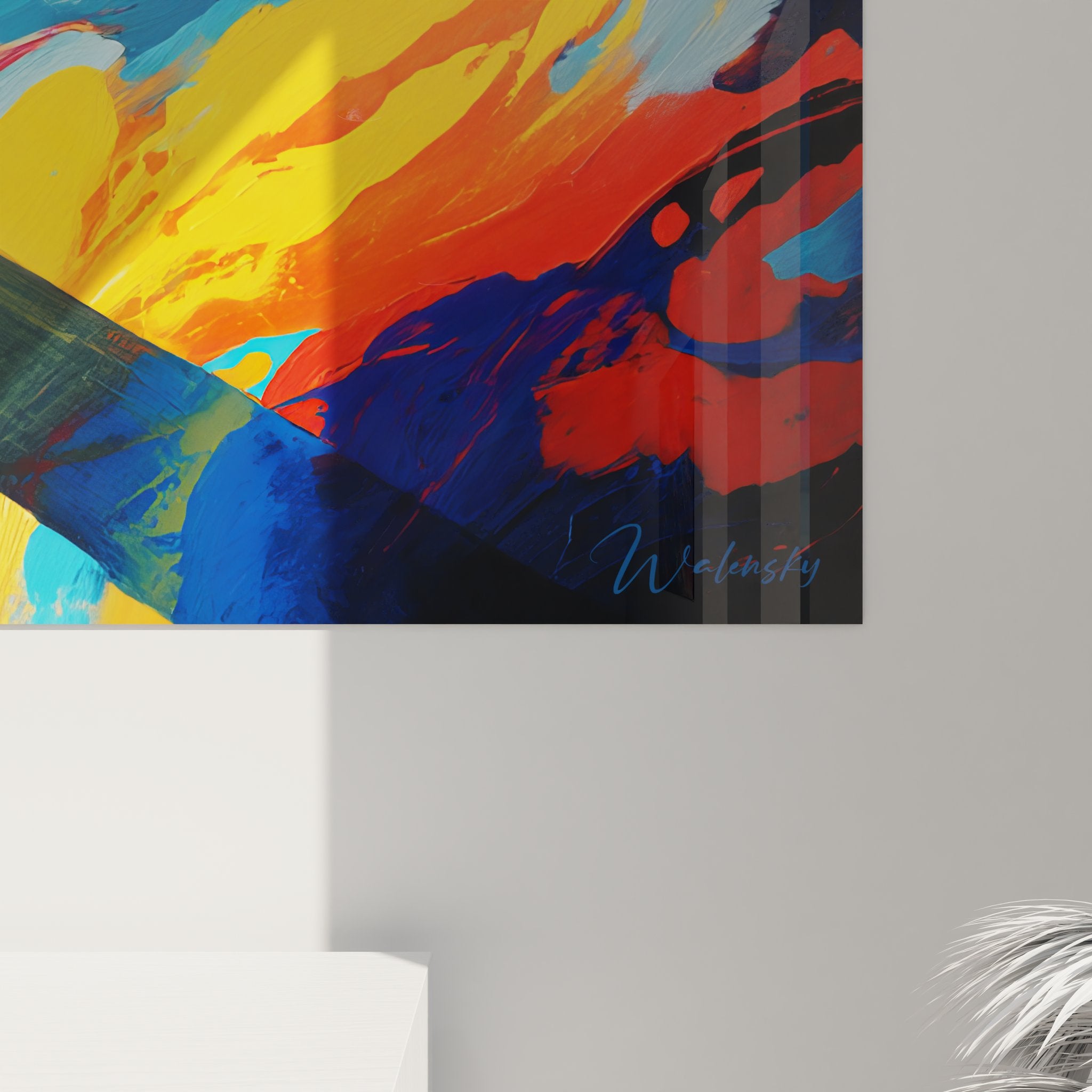 Vue ensemble tableau mural forêt abstraite colorée art géométrique décoration moderne