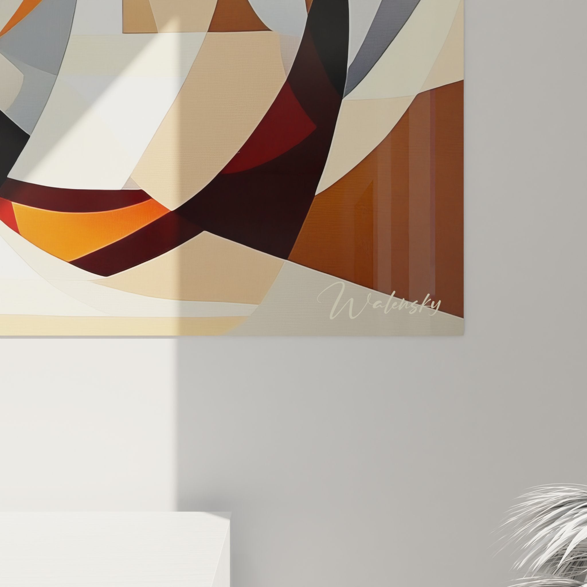 Vue ensemble tableau mural formes géométriques abstraites cercles colorés décoration