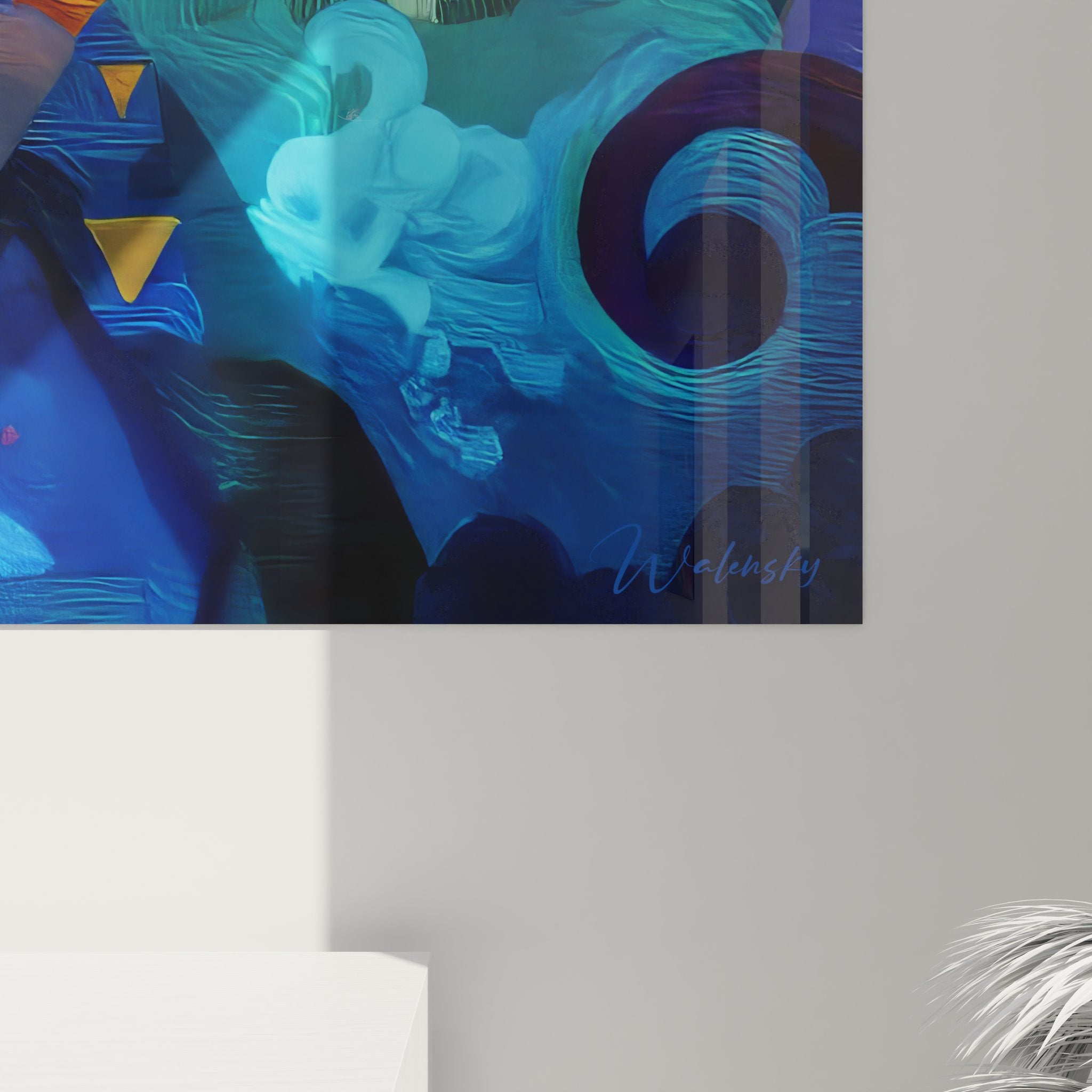 Vue ensemble tableau mural futurisme abstrait formes colorées composition cosmique